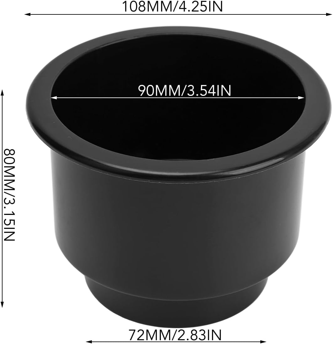 Drink Holder, Easy to Clean Cup Holder Drain Hole Smooth Surface Plastic for Car for Yacht for RV (Black) - White image number 5