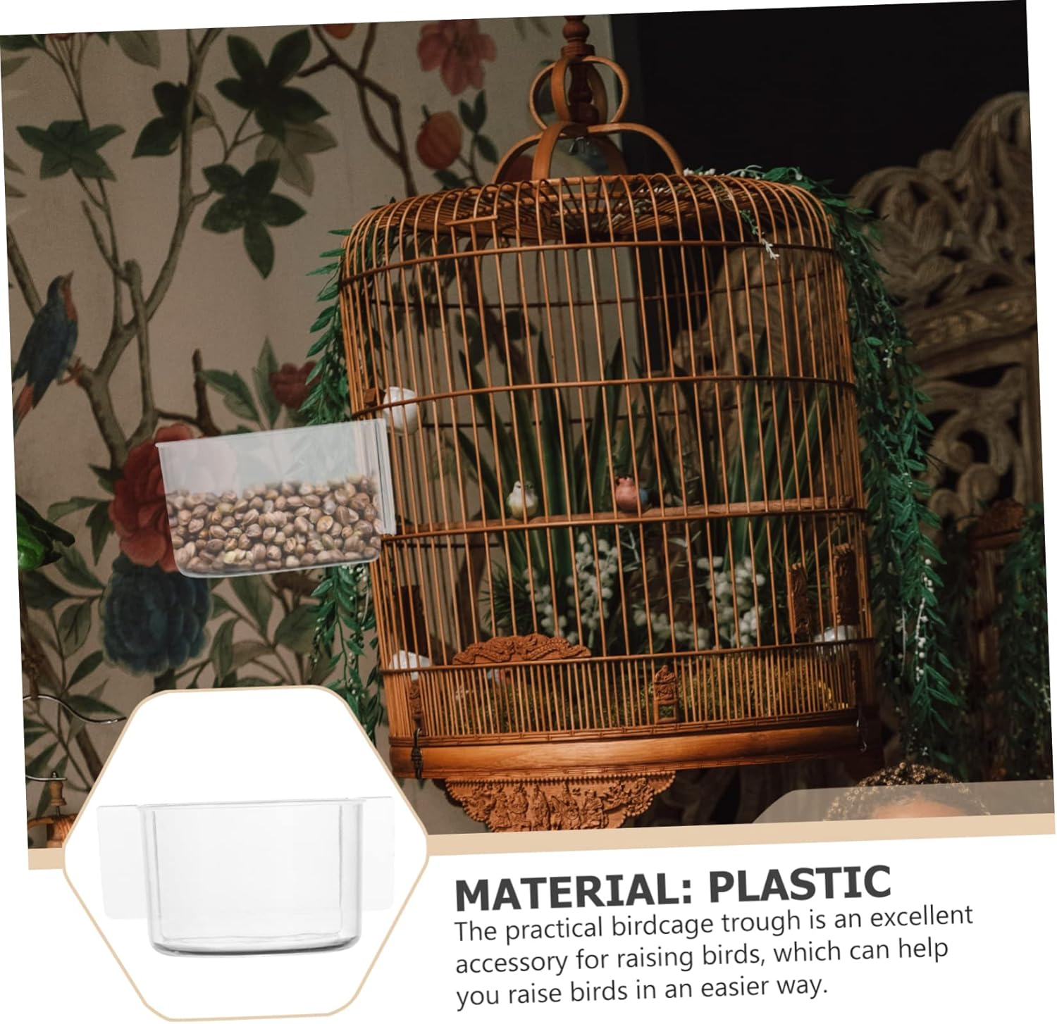 4Pcs Thickened Semicircle Bird Food Bowl Trough Durable Feeder for Parrots and Birds Easy to Clean and Install for Cage Accessories Transparent image number 1