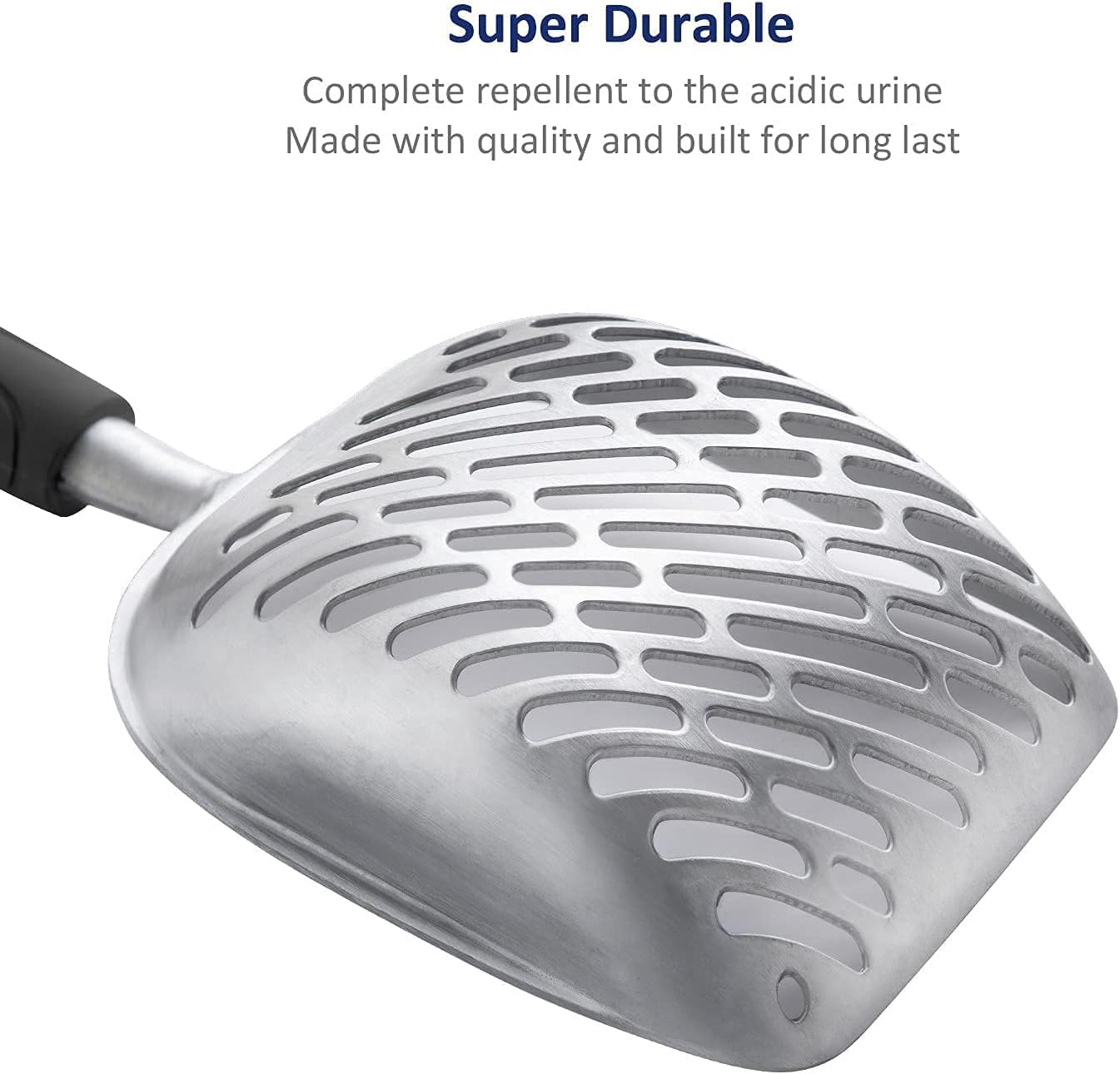 Cat Litter Scoop, Aluminum Alloy Sifter, Kitty Metal Scooper, Deep Shovel, Long Handle, Poop Sifting, Kitten Pooper Lifter, for Litter Box, Irregularly Aluminum image number 2