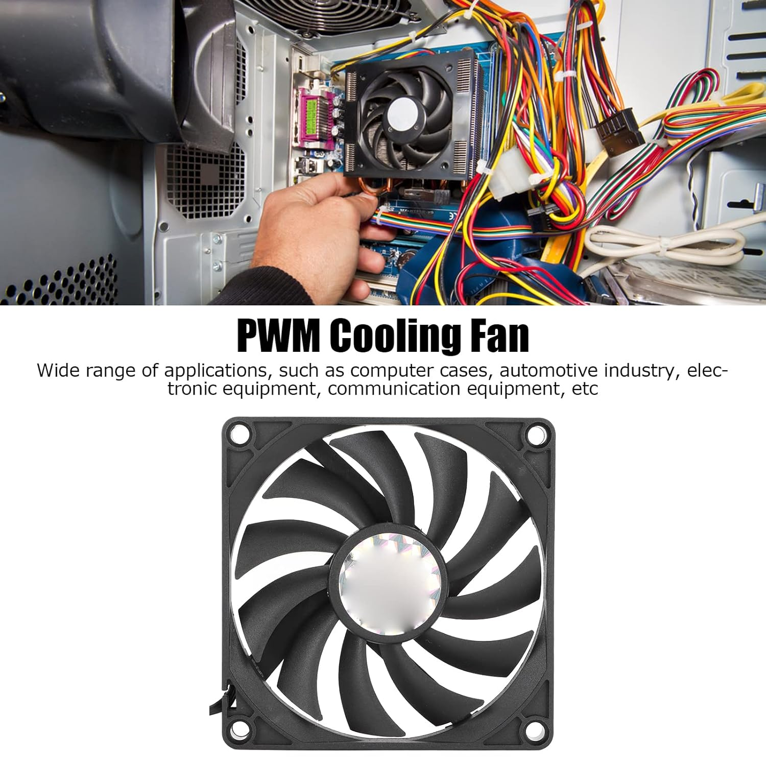 Diyeeni Computer Case Cooling Fan, 12V 4Pin PWM Silent Chassis Fan, 80Mm Silent Fans for Computer Cases, 2500 RPM Hydraulic Bearing, Long Life up to 40,000 Hours image number 1