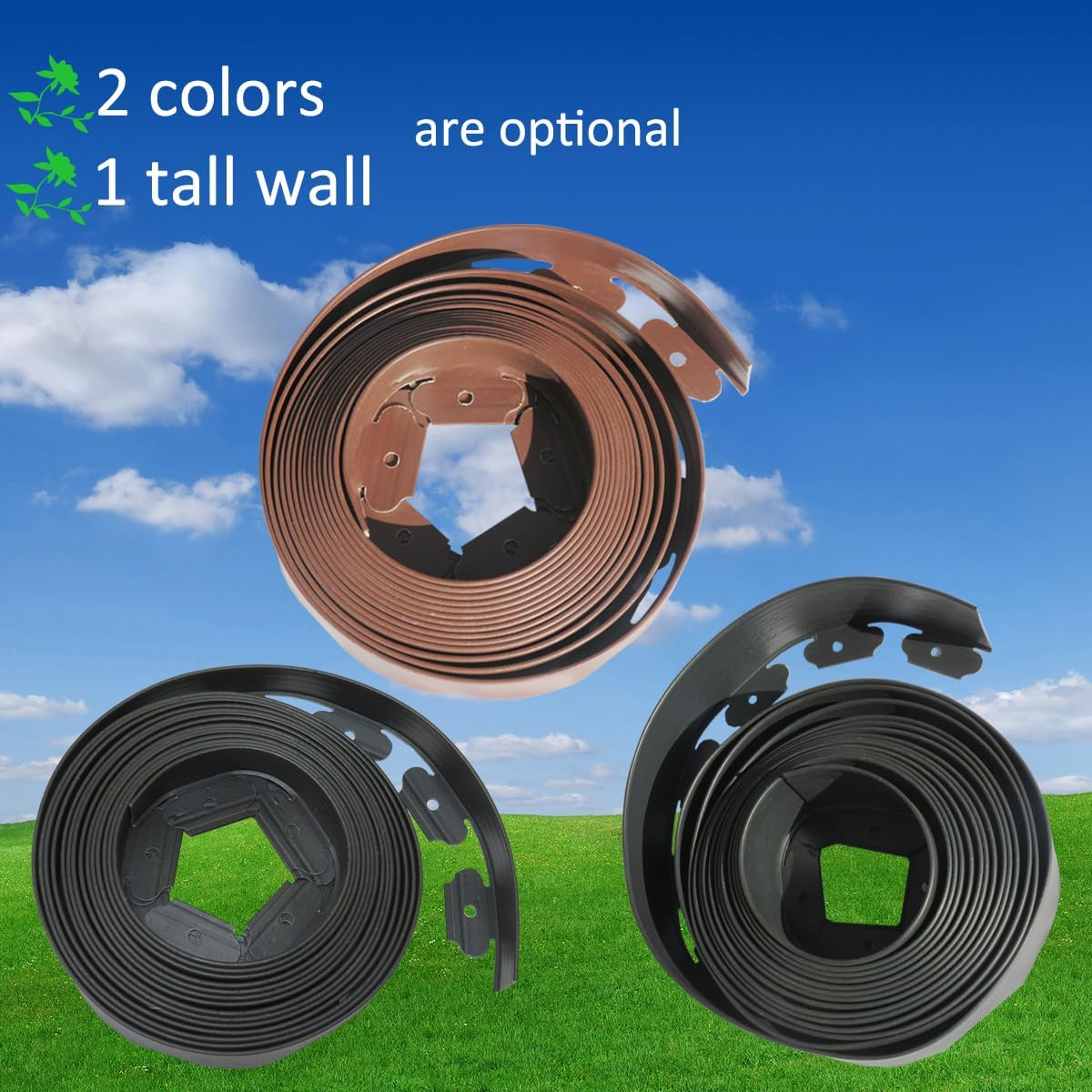 Garden Edge Landscape Edging Border No Dig, Mulch Border, Rubber Landscaping Edging, Flower Bed Edging Borders, Plastic Landscape Edging Kit, Yard Edging Borders (Black-33Feet-Tall Wall) - Black-33Feet-Tall Wall image number 2