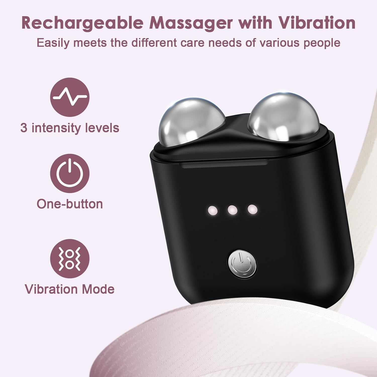 Vcycal Microcurrent Facial Device, Mini Microcurrent Face Lift Device for Face Lifting and Facial Sculpting, Portable Facial Roller Massager Tool for Man and Woman, Black - White image number 2