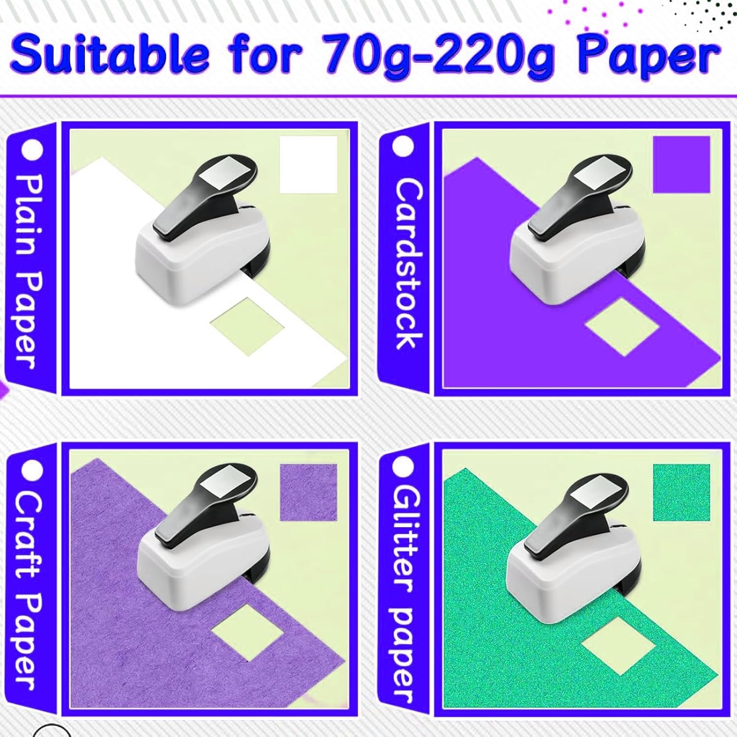 MAEZOE 1.9 Inch Square Hole Punch for Paper Crafts, Heavy Duty Punch with Chip Catcher for Scrapbooking, DIY Cards and Classrooms, Easy to Use for Kids, Teachers and Crafters image number 1