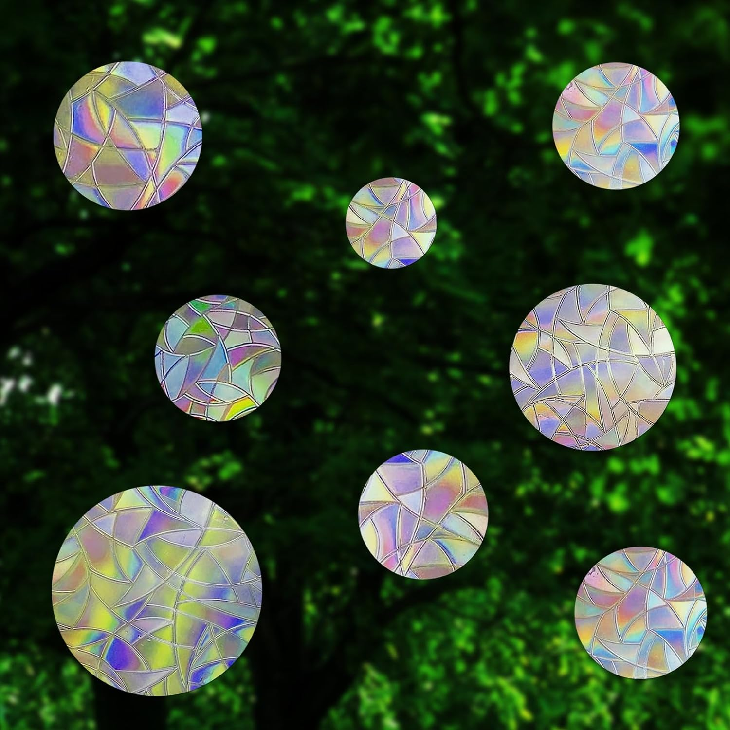 ROROP 36 Pcs Anti-Collision Window Decals, Rainbow Stickers Circle Window Clings -To save Birds from Window Collisions,Non Adhesive Prismatic Vinyl Window Clings image number 2