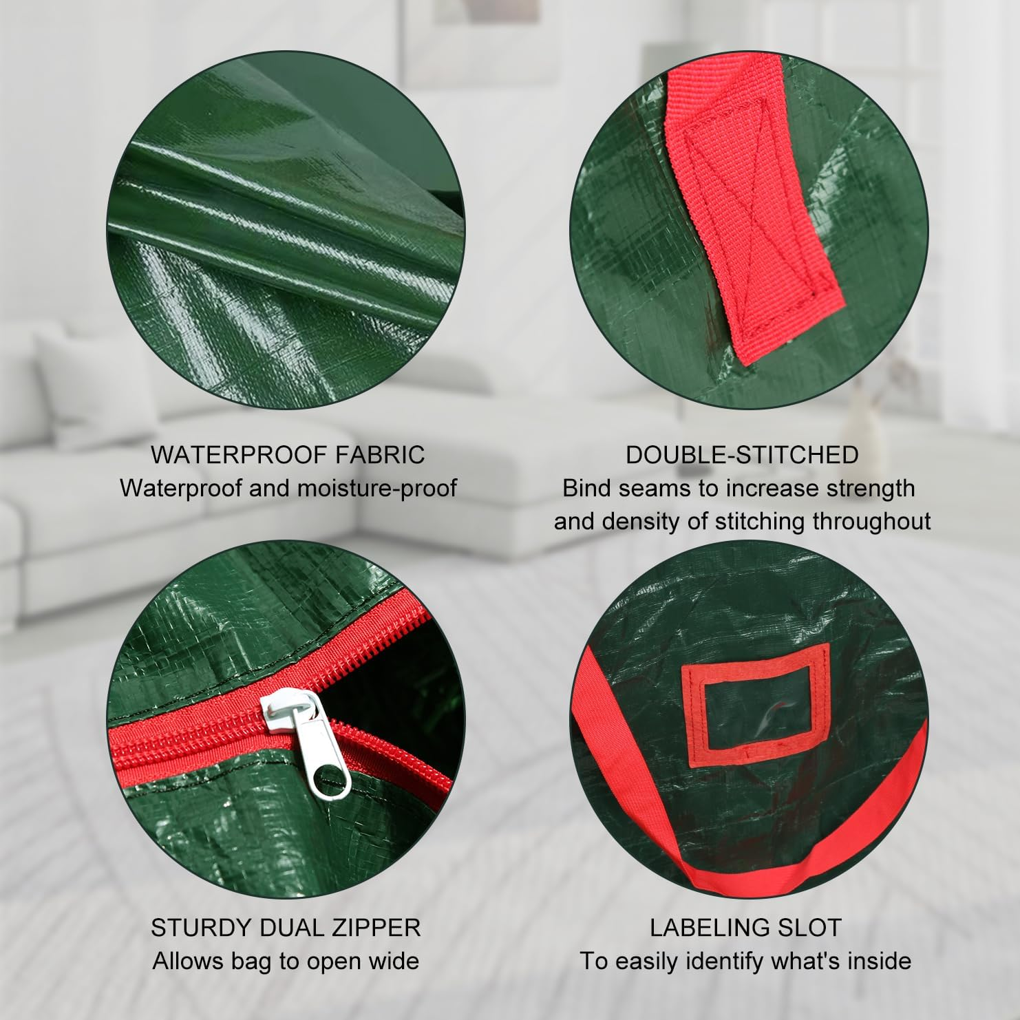 Christmas Tree Storage Bag with Card Slot|600D Oxford Material|Fits 7.5FT Xmas Tree|Disassembled Holiday Xmas Tree Bags|Tree Container|Heavy Duty Xmas Storage Box by H HOME-MART image number 5