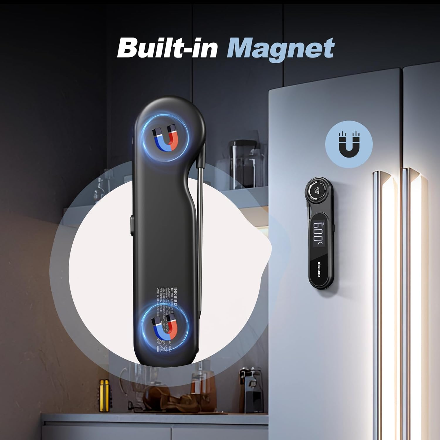 INKBIRD Instant Read Meat Thermometer IHT-21K, 0.5 Sec Fast Reading, Super Accurate Detection, IP65 Waterproof, Handy Food Thermometer for Indoor Outdoor Cooking, BBQ, Baking, Deep Frying, Home Brew image number 6