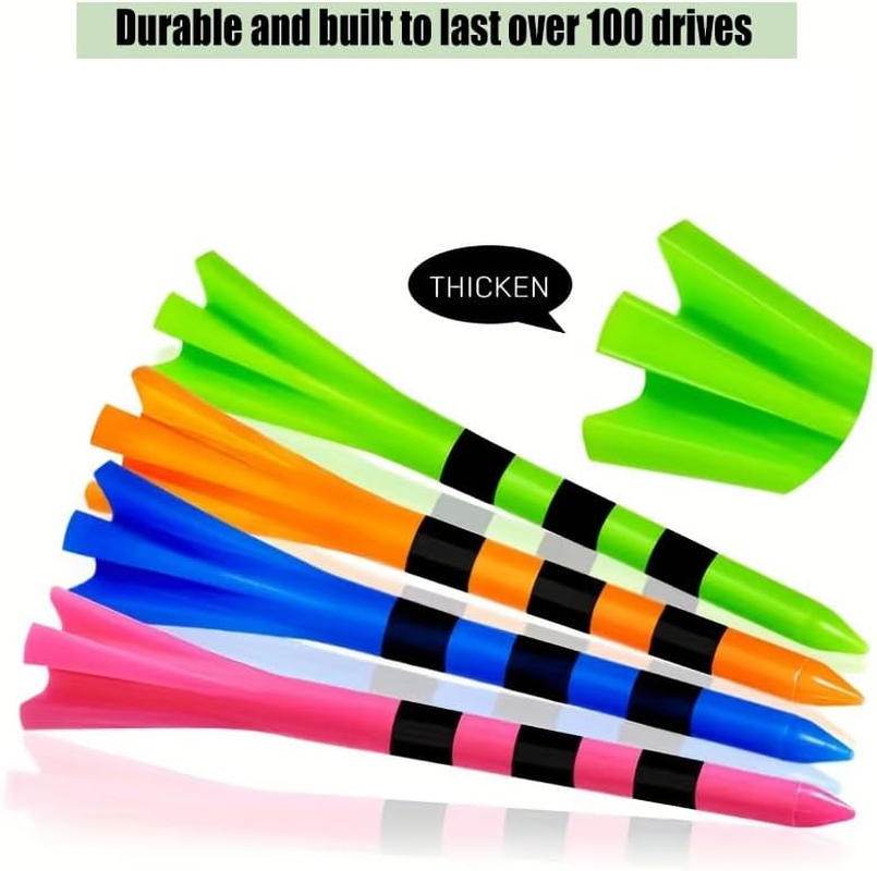 SWINGTEK 120 Pack Plastic Golf Tees,Contain 100 Pcs 3-1/4 Inch Unbreakable Long Tees and 20 Short Tees,Mixed Color,Frictional Resistance Reduction image number 5