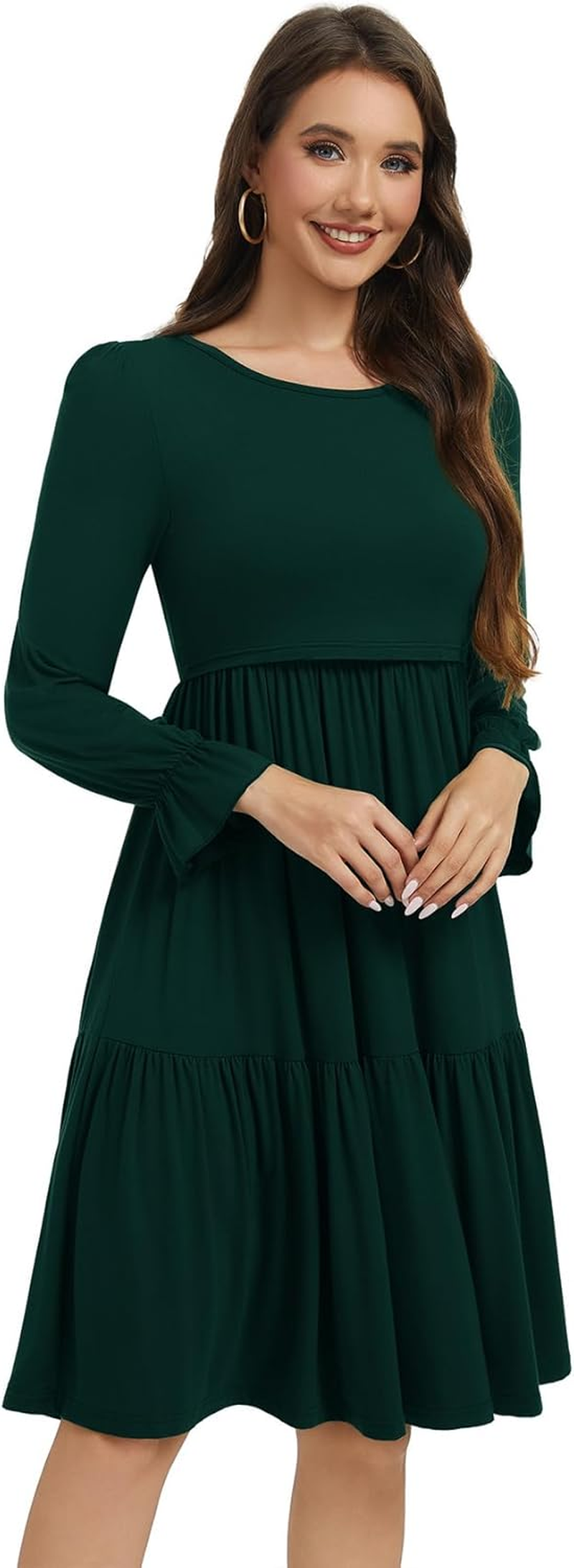 Smallshow Women'S Maternity Nursing Dress Long Sleeve Ruffle Breastfeeding Clothes image number 4