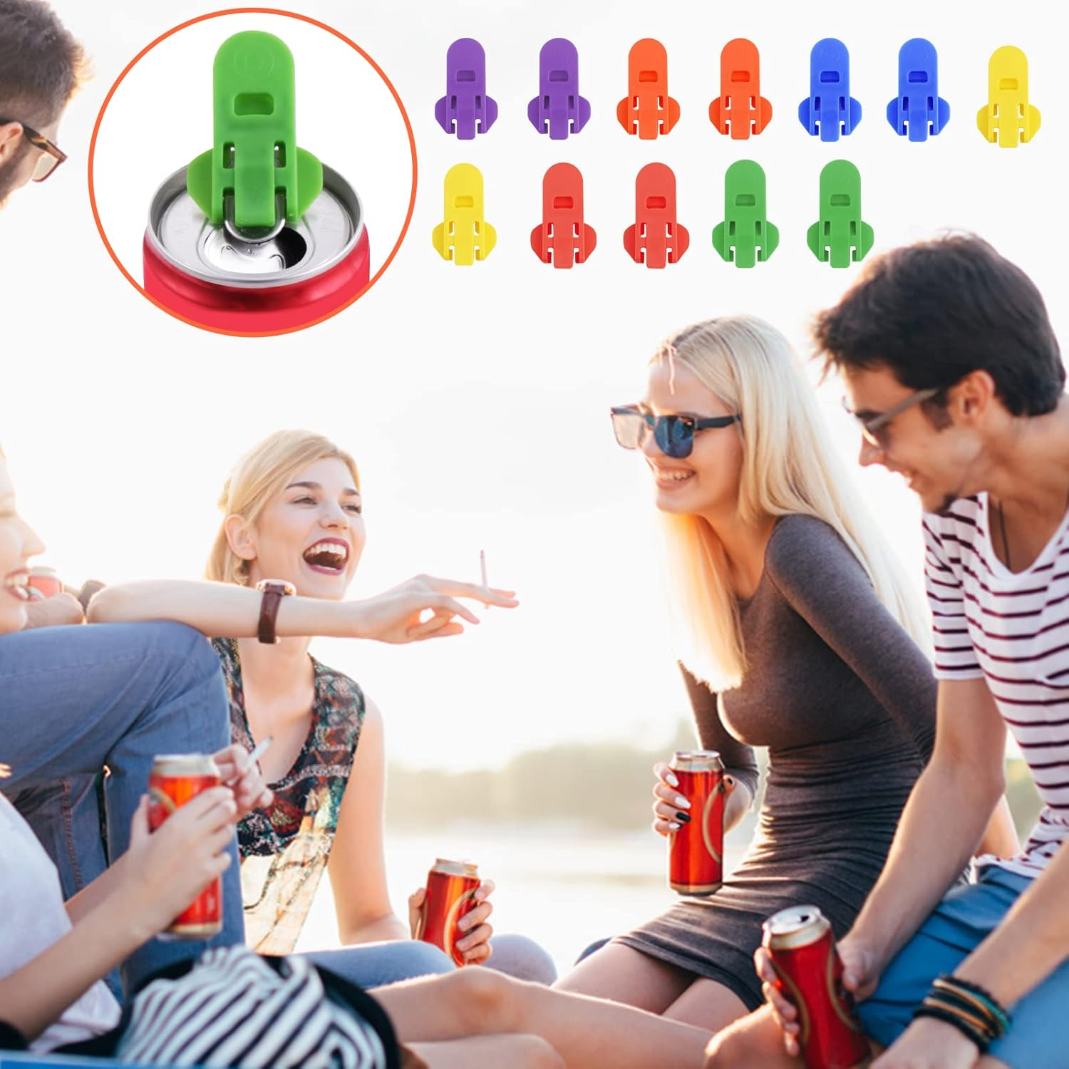 Abeillo 12 Pieces Manual Easy Can Opener, Soda Beer Can Opener Beverage Can Top Ring Opener Tool, Leakproof Soda Can Cover Can Openers for Pop, Coke, Beer, Soda, Aluminum Beverage image number 3