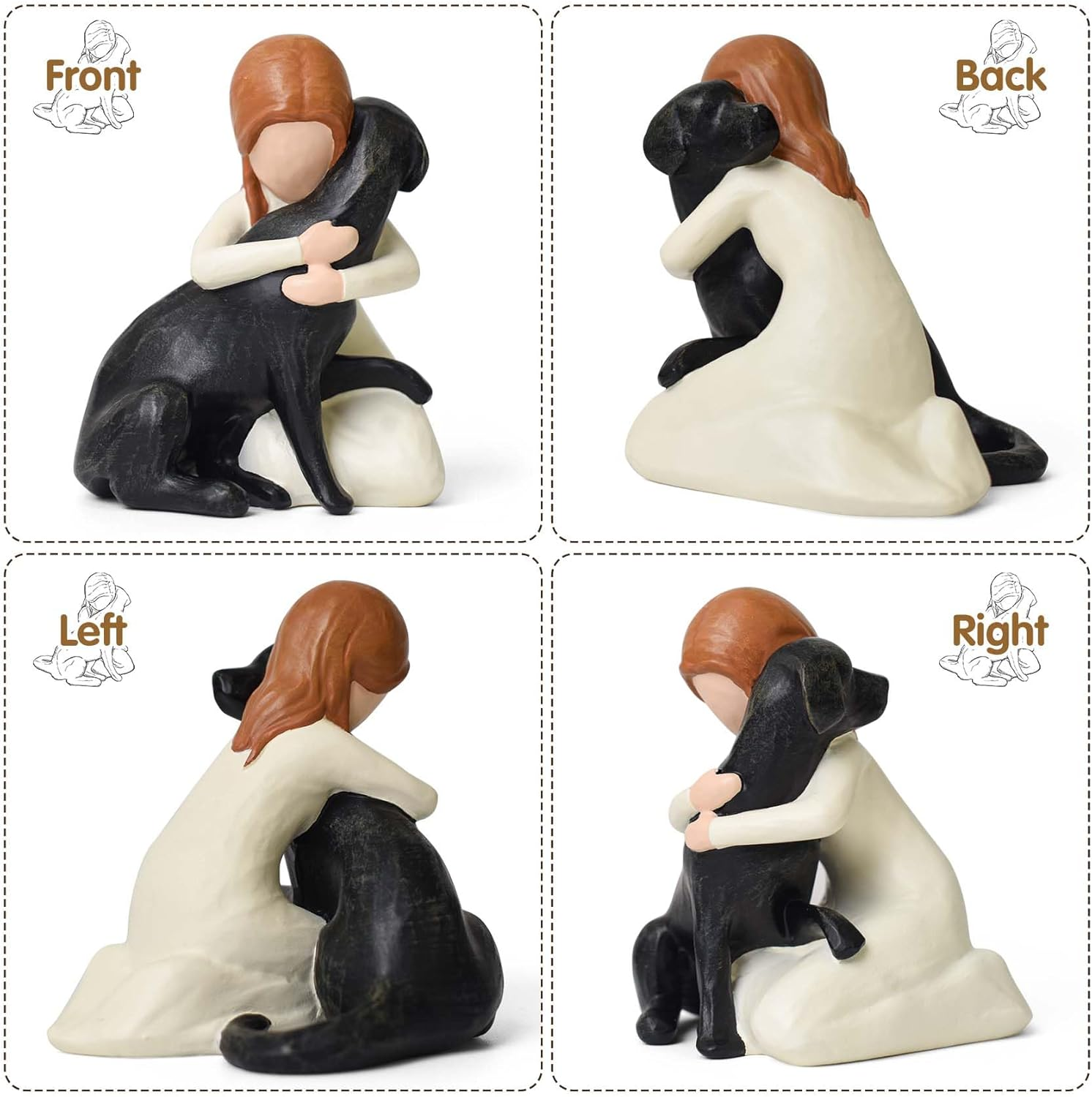 DUMING-IN Dog Memorial Gifts, Hand-Painted Dog Angel Figurines, Loss Sympathy Remembrance Gift, Dog Lovers Gifts for Men Women (Black) image number 4