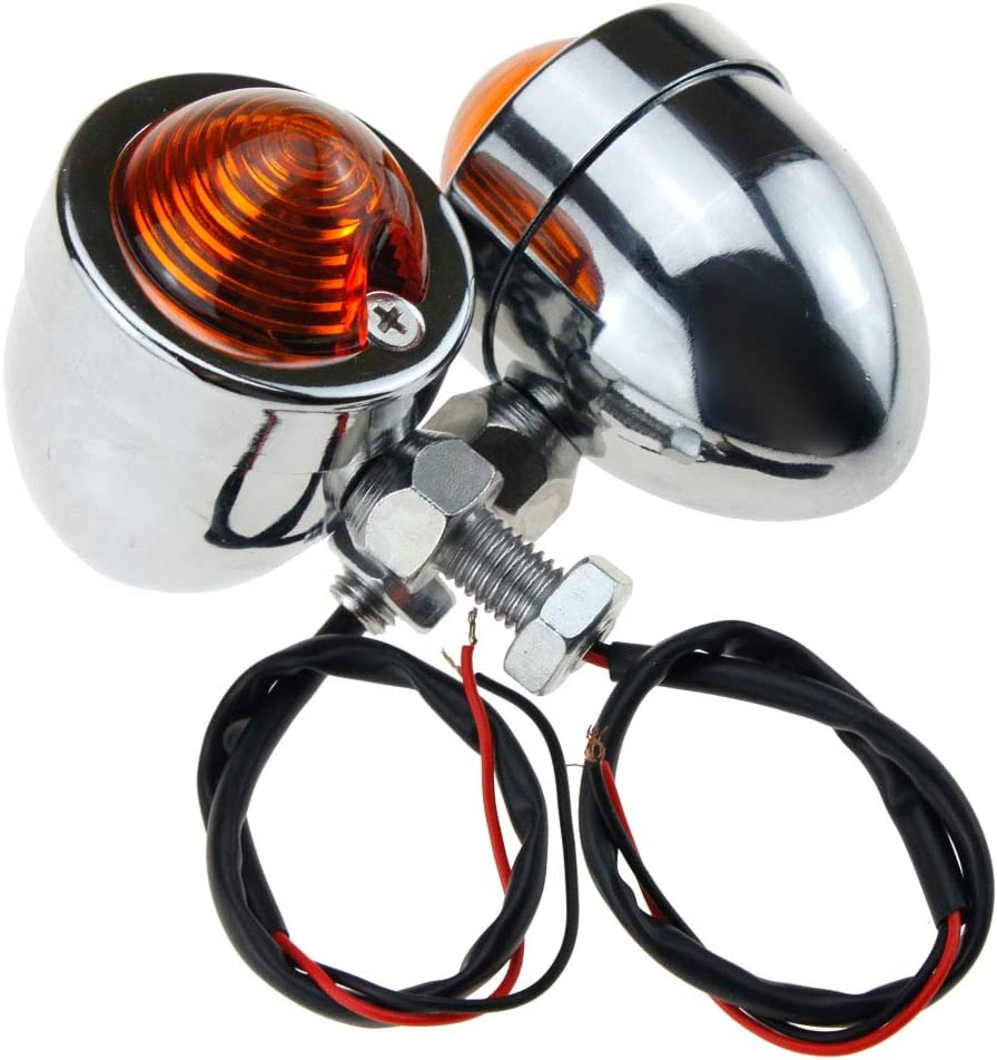 SING F LTD Amber Chrome Bullet Turn Signal Blinker Indicator Light Motorcycle X2