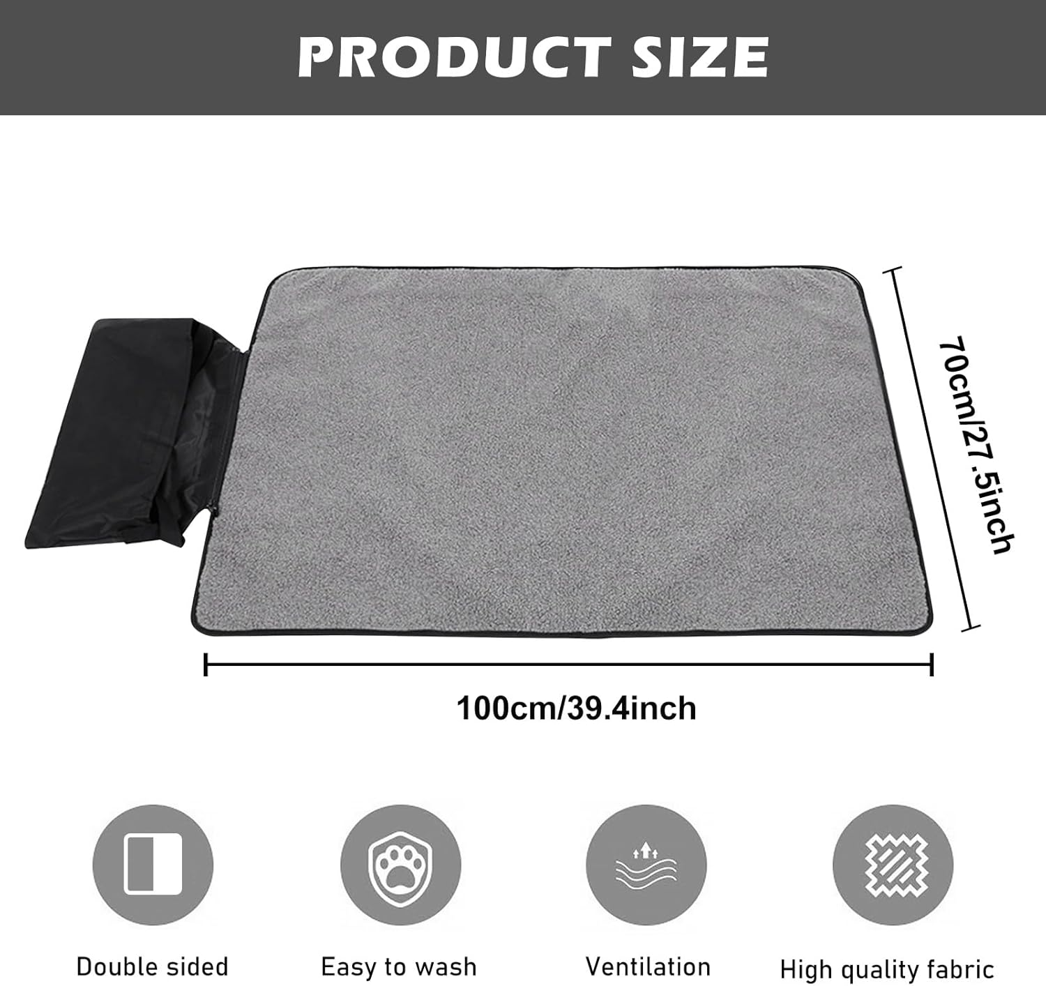 Vegena Dog Blanket for on the Go - 100 X 70 Cm, Warming Waterproof Dog Mat, Outdoor, Foldable Travel Blanket, Dogs, Cats, Double-Sided Dog Blanket Made of Fleece and Waterproof Oxford image number 4
