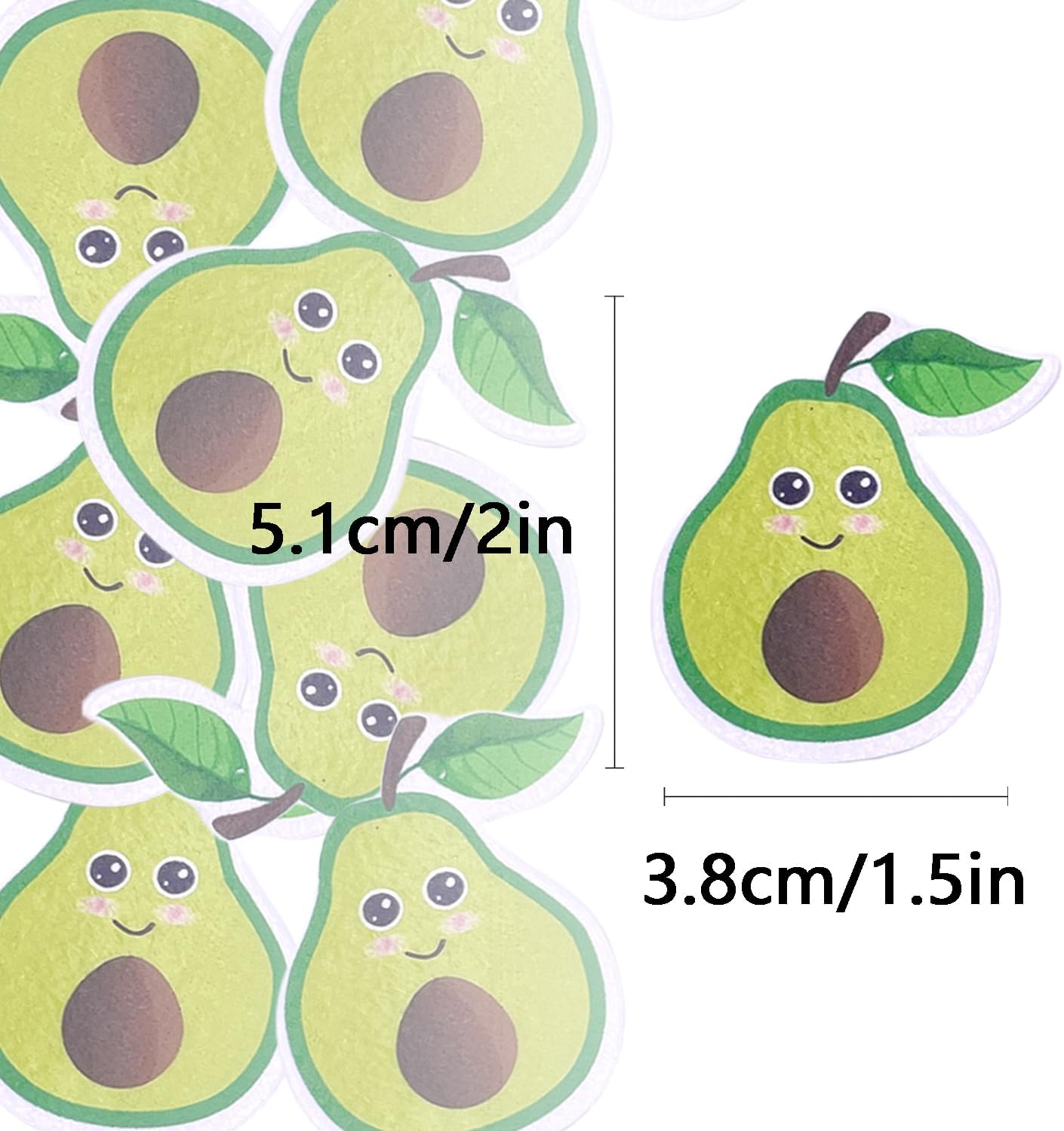 50Pcs Cartoon Fruit Smiley Cupcake Decoration, Edible Wafer Paper Creative Banana Cherry Baby Full Moon Birthday Festival Series Theme Party Dress up Plug-In (Avocado 50Pcs) image number 1