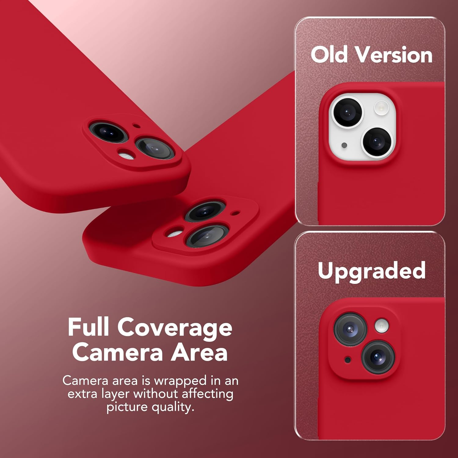 Suydanbox Magnetic for Iphone 14 Case, Compatible with Magsafe, [Full Camera Protection][Screen Protector] Silicone Shockproof Protective Phone Case for Iphone 14 6.1 Inch, Deep Red image number 3