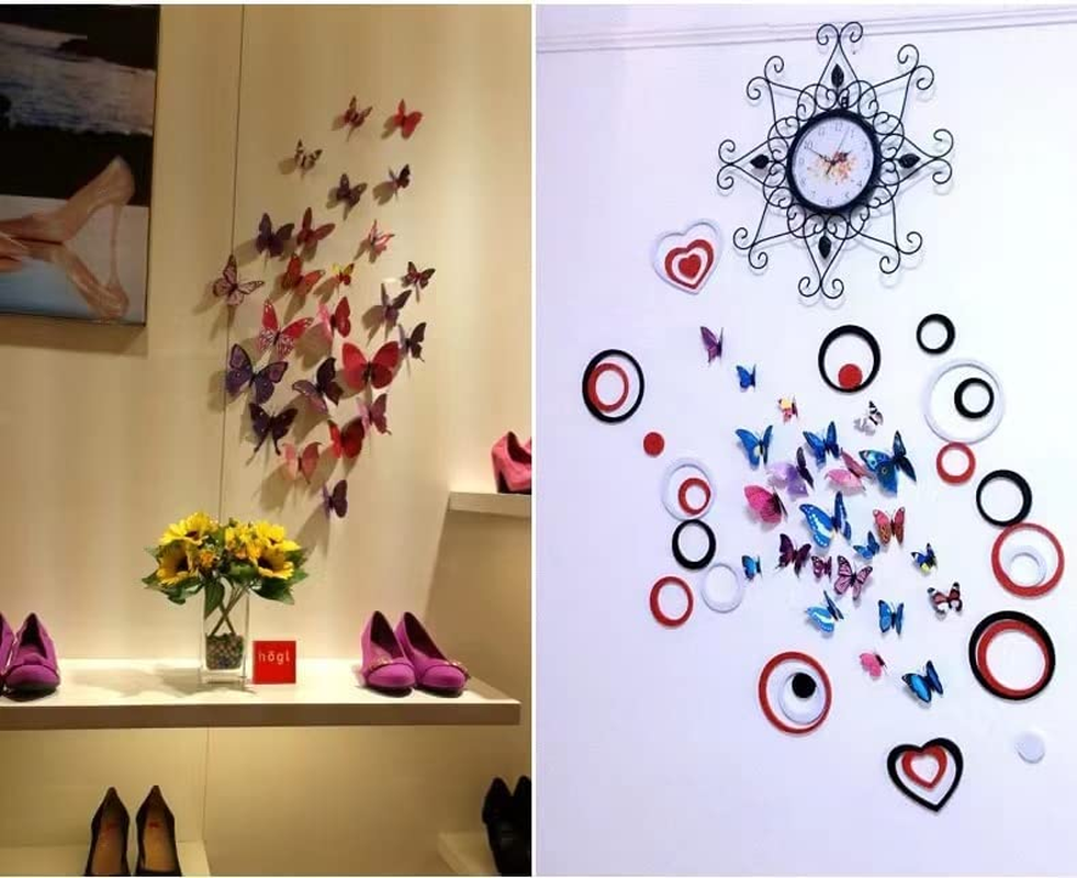 ZDY 72PCS 3D Colorful Butterfly Wall Stickers, Butterfly Wall Decals, DIY Art Decor Crafts for Classroom Offices Kids Bedroom Nursery Room(Purple, Blue, Pink, Red, Yellow, Green)