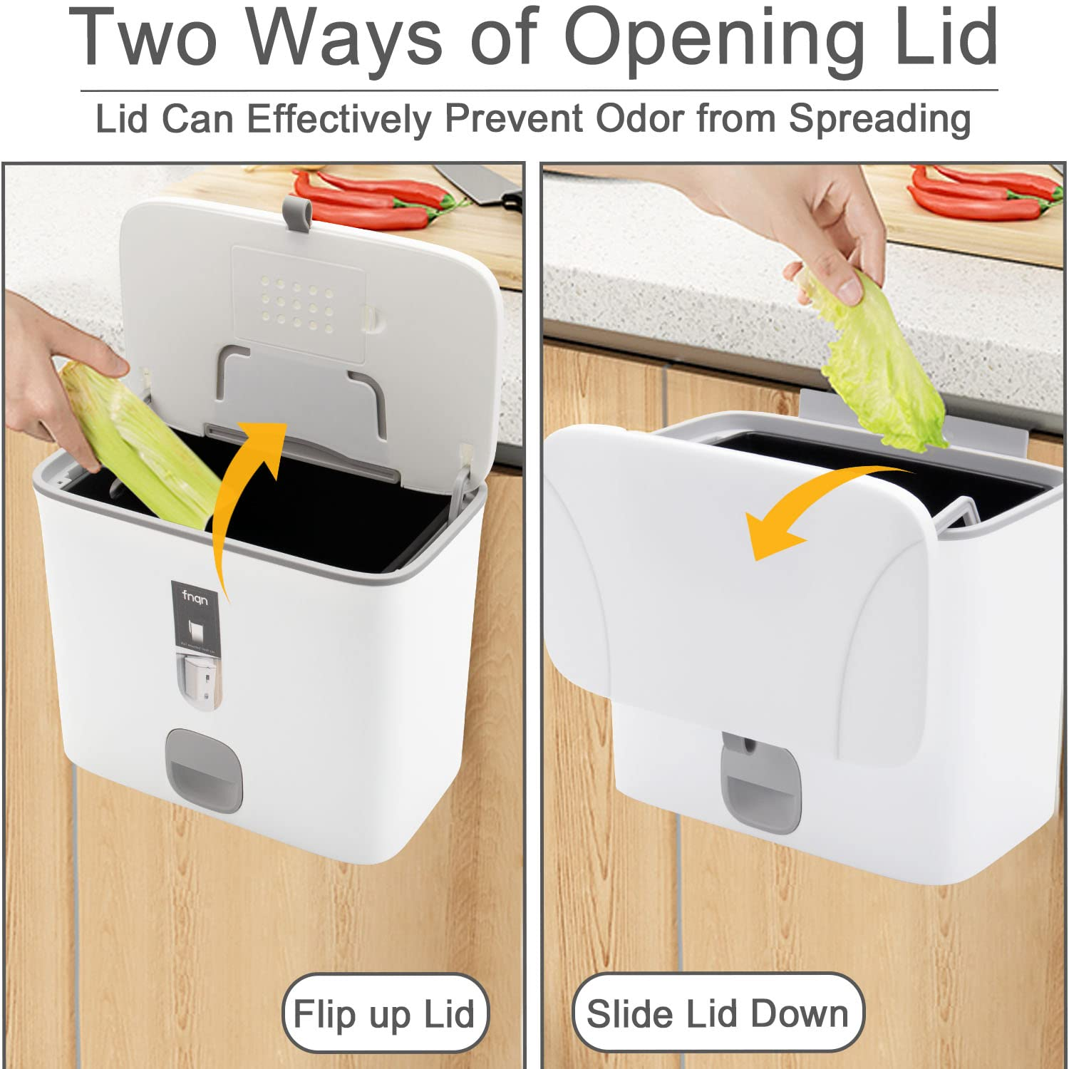 Kitchen Bin inside Cupboard 7L Compacting Trash Bin with Lid Mountable Hanging under Sink Compost Bin for Kitchen, Caravan, Space Saving Small Size image number 2