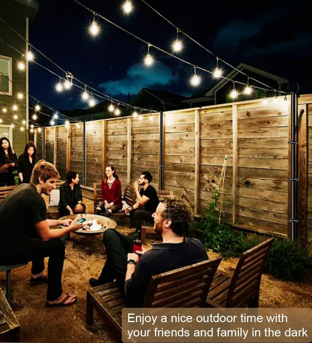 Sprimden 10Ft String Light Poles for Outdoors, outside Light Poles with 5-Prong Base, Suit for Garden, Backyard, Patio, Outdoor Lighting, Matte Black, 2 Packs image number 4