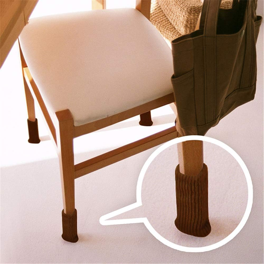Aoozleny 16Pcs Furniture Leg Socks, Protectors Knitted Chair Leg Cover Moving Easily and Reduce Noise Wood Floor Protectors (Browna)