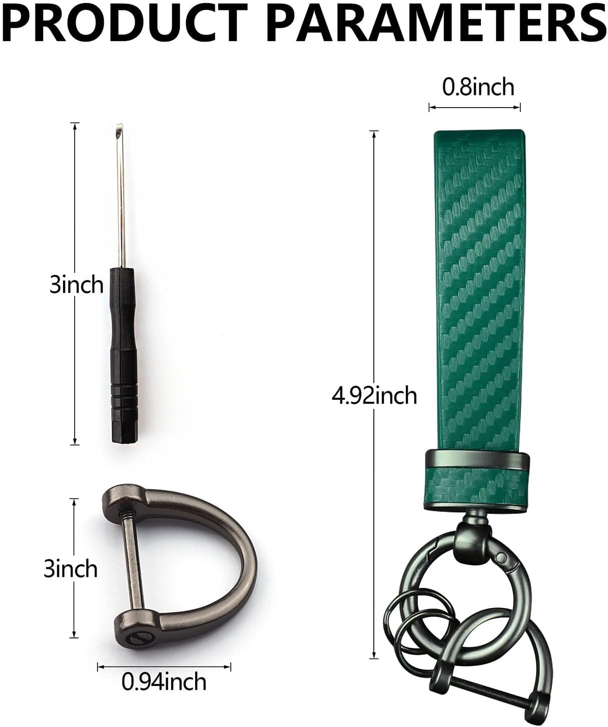 Car Keychain - Premium PU Leather Keyring with Anti-Loss D-Ring & 360&deg; Rotatable Key Chain and Screwdriver, Universal Key Chains for Key Fobs for Men and Women - Black image number 2