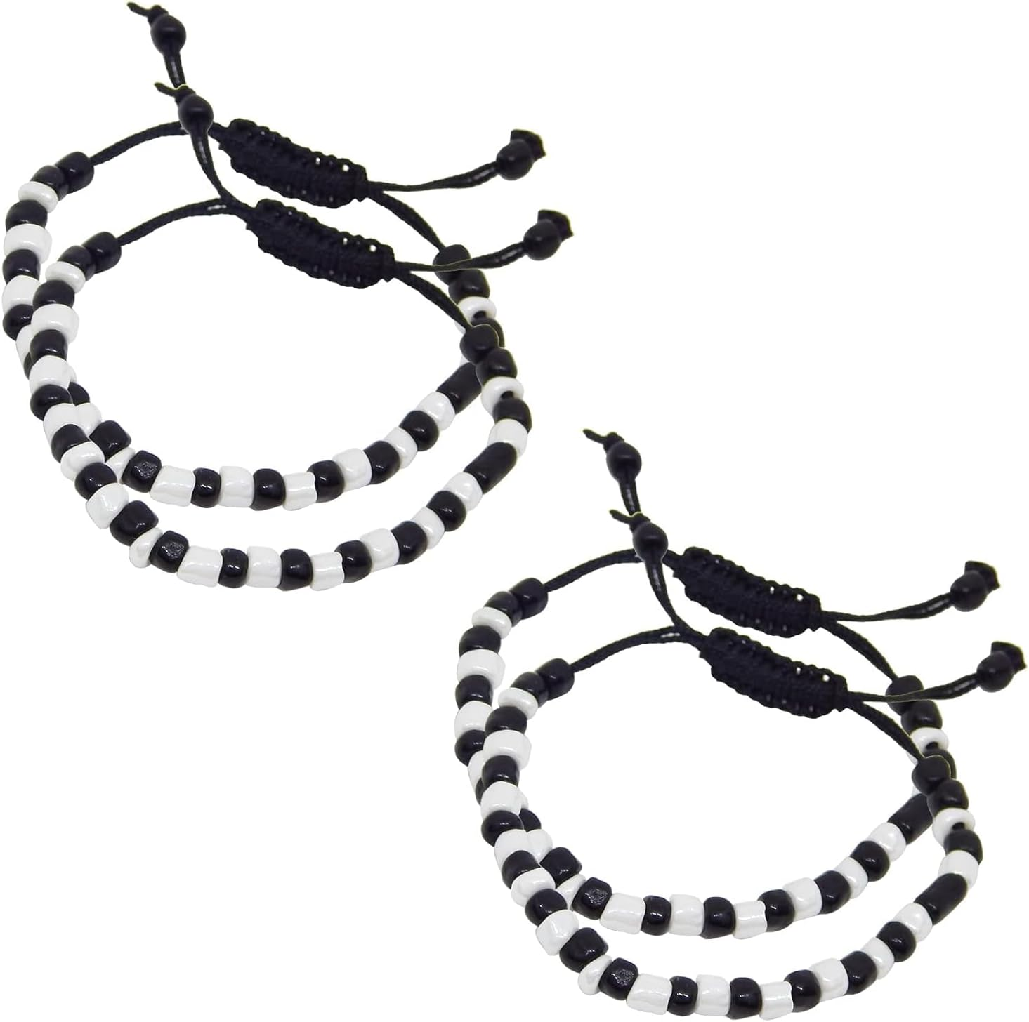 Black & White Nazariya for Baby Girls & Baby Boys (2 Pair) - Adjustable Size Cotton Thread Black Evil Eye Nazar Bracelet for Hands & Foot for New Born Babies by Co Creative