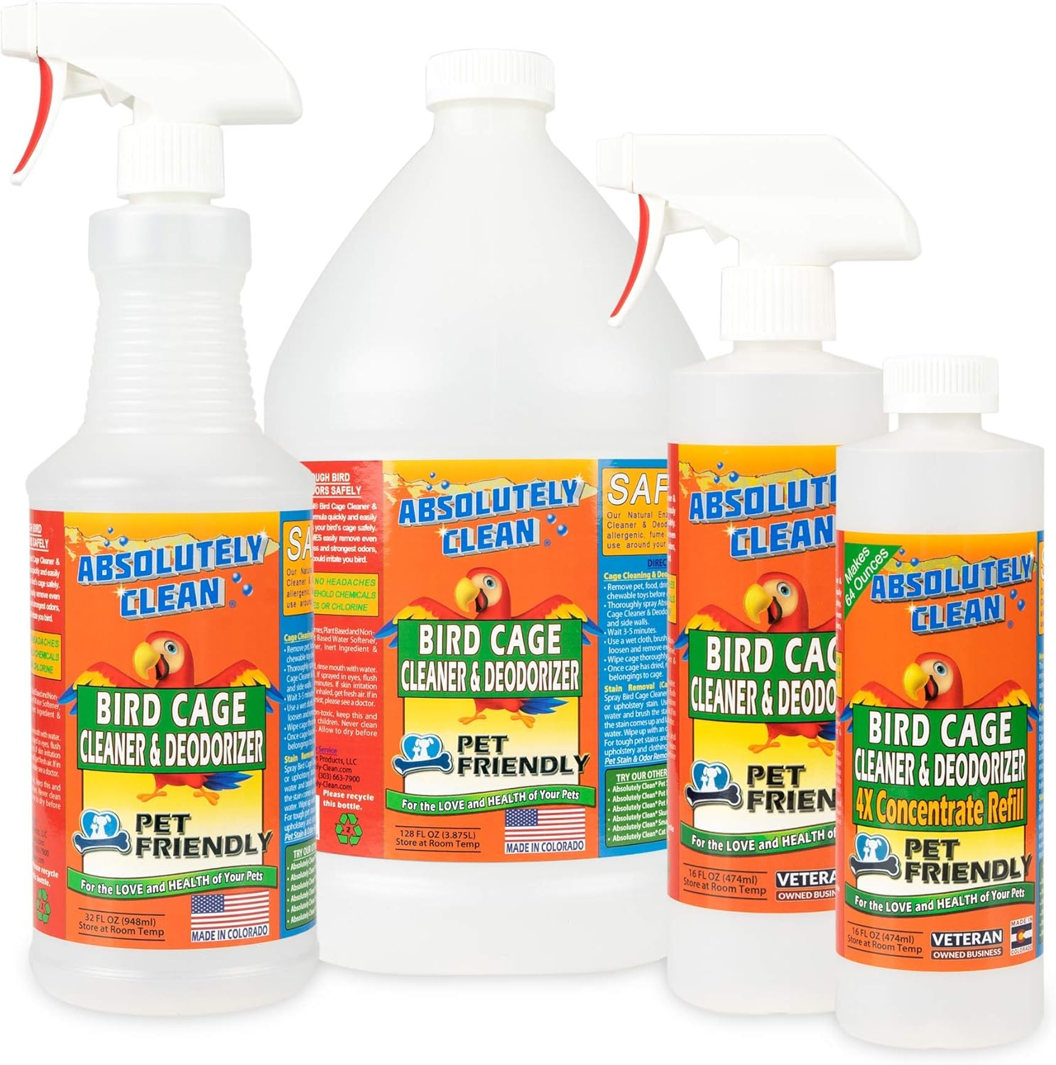 Absolutely Clean Amazing Bird Cage Cleaner and Deodorizer - Just Spray/Wipe - Safely & Easily Removes Bird Messes Quickly and Easily - Made in the USA (16 Oz - 2 Pack) image number 6