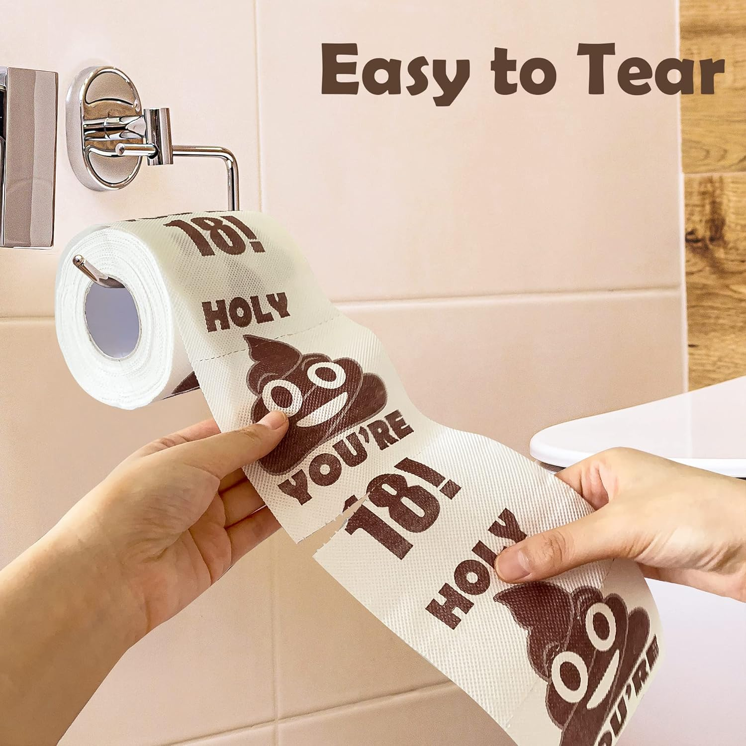 UFRITAN Happy 18Th Birthday Gifts, 3-Ply Funny Toilet Paper Roll, Holy Poop You'Re 16 Printed Gag Gift, Pranks & Surprises Bathroom Decor for Boys Son Girls, Cheers to 18 Bday Party Supplies, 4X4'' - 15 Years Old image number 4