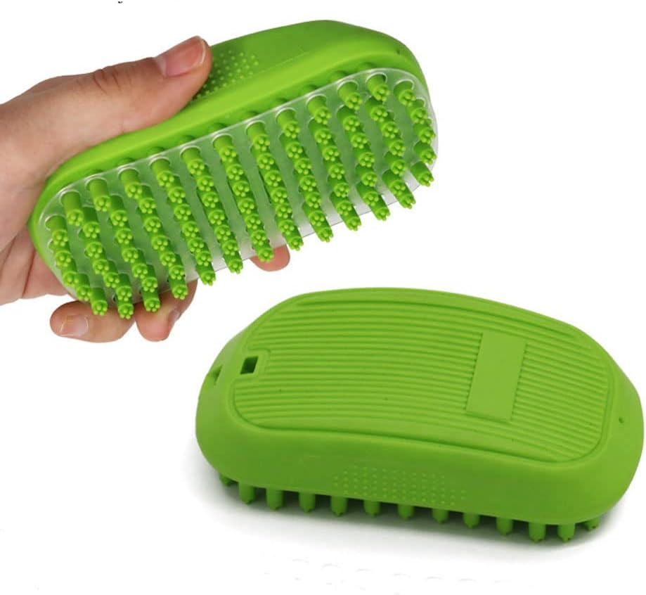 Dog Bath Brush,Soft Rubber Shampoo Brush,Non Slip and Comfortable,For Long Short Haired Dogs and Cats, Pet Grooming Brush,Green image number 3