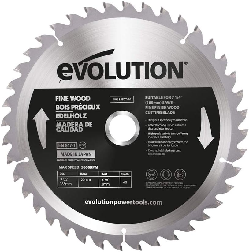 Evolution Power Tools FW185TCT-40, Zaagblad for Het Zagen Van Hout, for Verstekzagen, 185 Mm image number 6