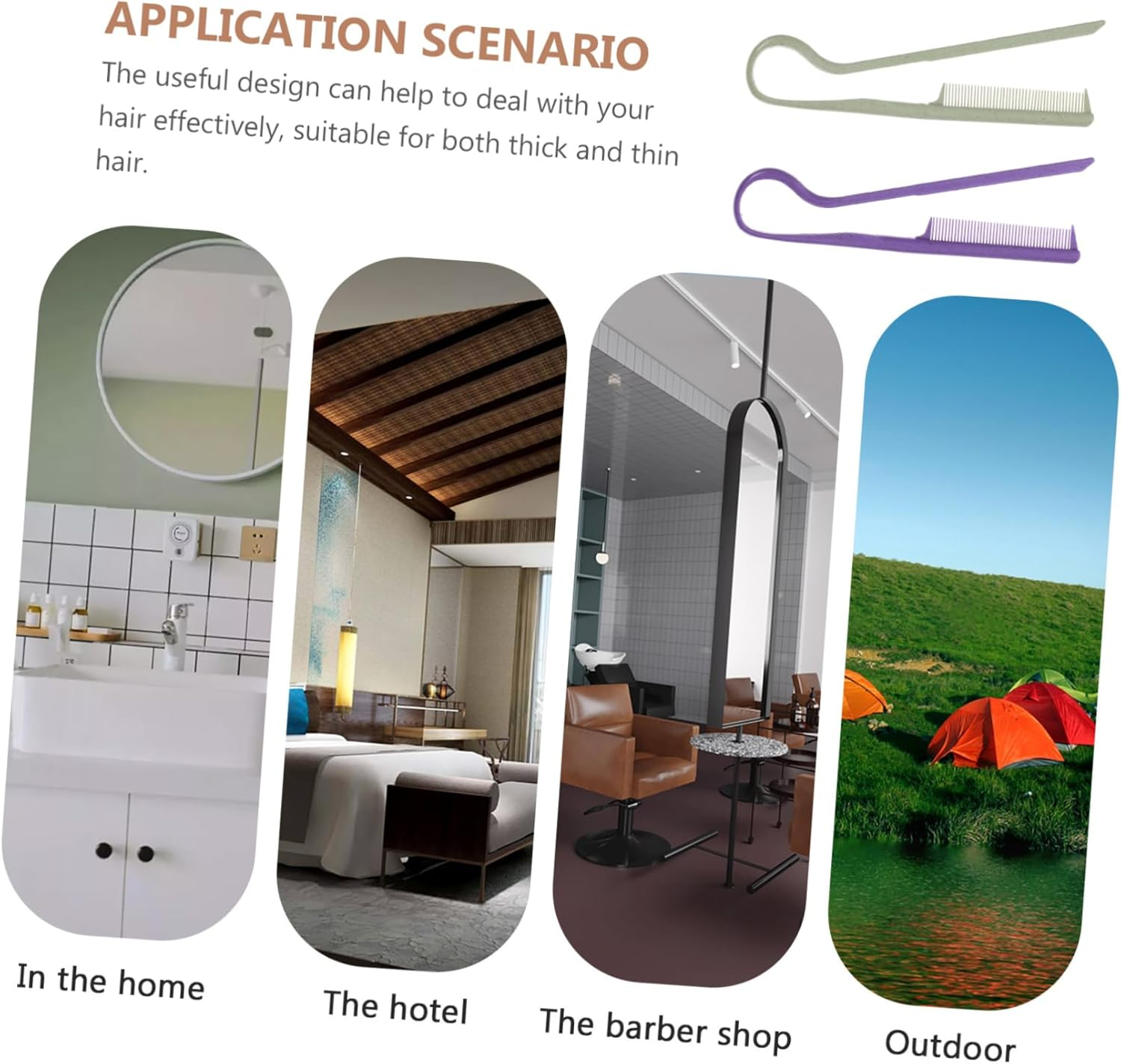 2Pcs Straightening Comb V-Shaped Styling Hair Comb Plastic Fine Tooth Hair Parting Tool for Women - Assorted Color image number 4