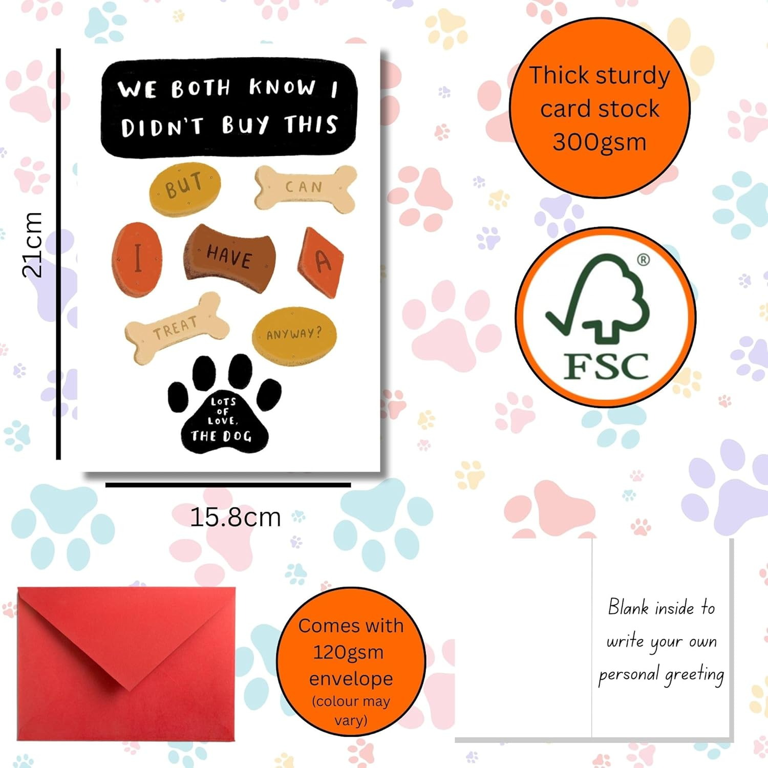 Limalima Funny Birthday Fathers Day Card from the Dog Perfect for Dad Son Daughter Wife Boyfriend Husband image number 3