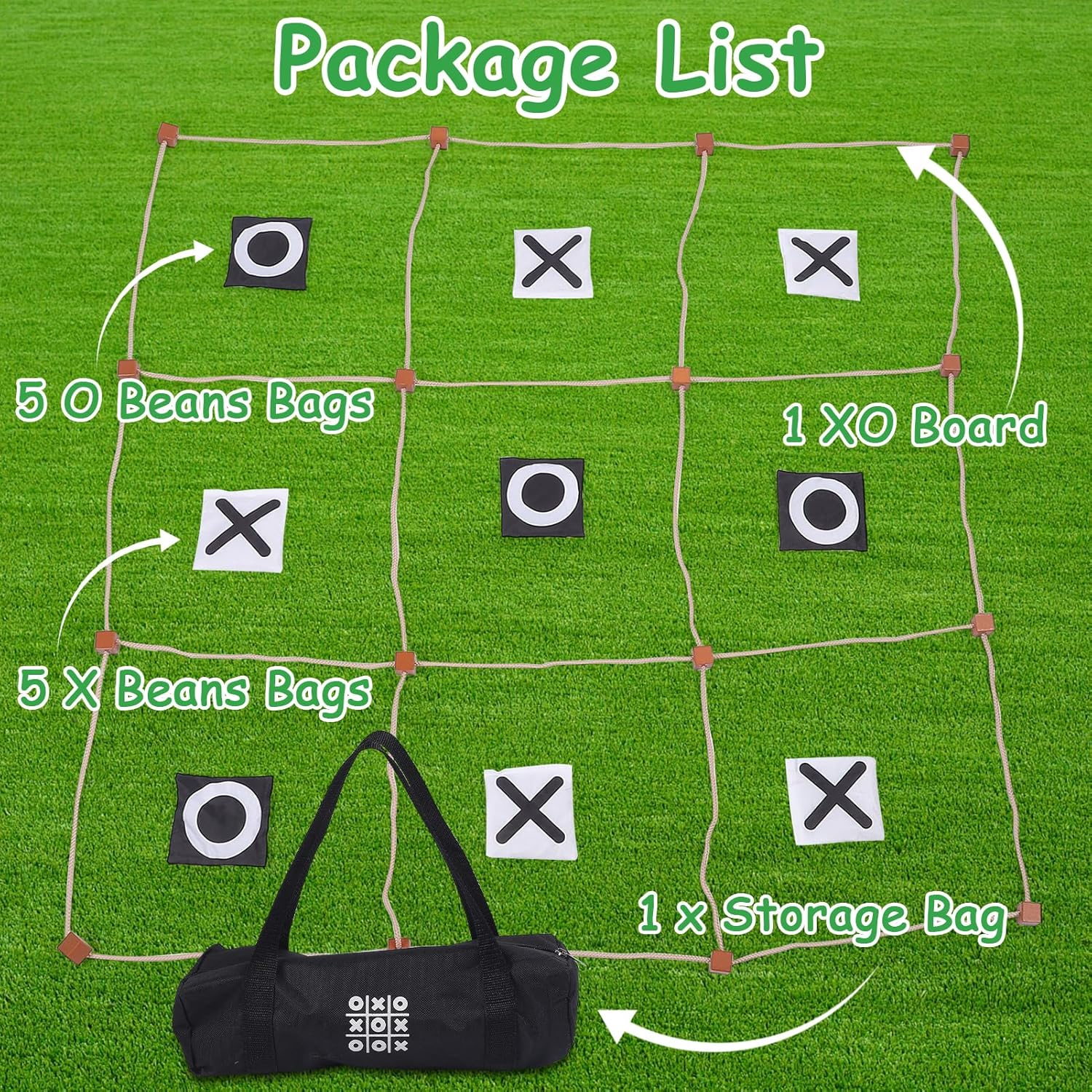 Gugxiom Giant Tic Tac Toe Outdoor Game, Large Tic Tac Toe Game, Bean Bag Toss Game, No Assembly, for Backyard, Lawn, Outdoor Camping image number 6