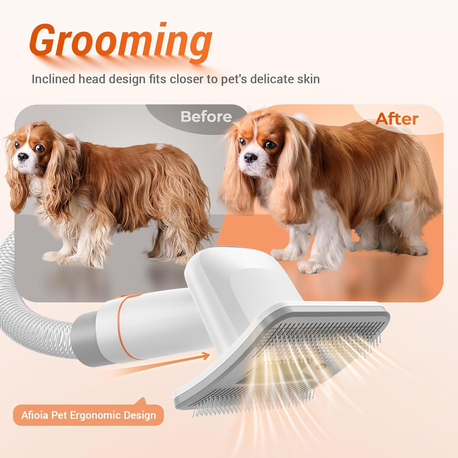 Afloia Dog Brush Vacuum Attachment, Cat Brush, Pet Brush Innovative Pet Grooming Kit, 1.5M Hoses Diameter Universal Adapter Compatible with Most round Vacuum Cleaners like Bissell, Eureka Etc