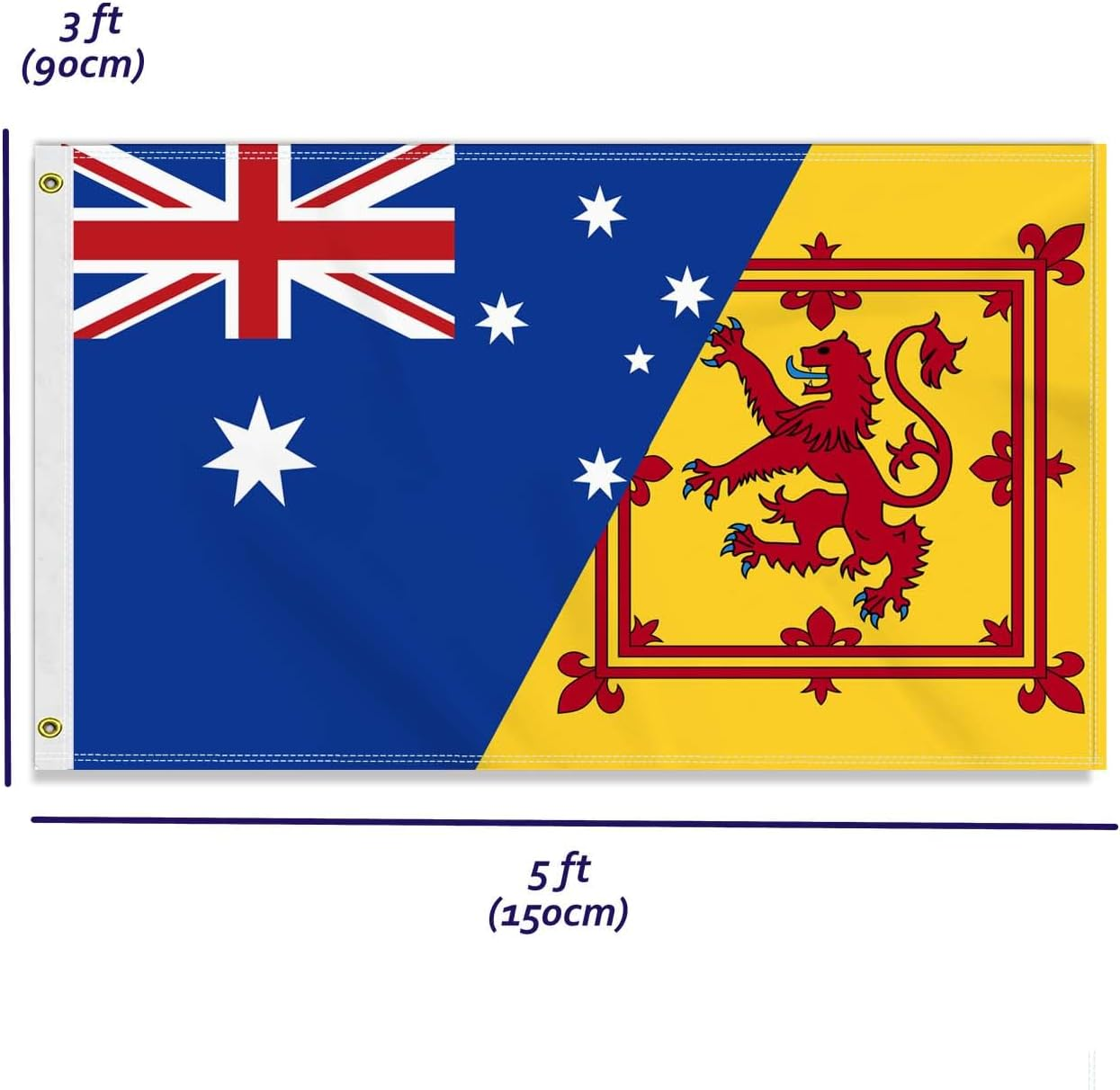 Large 3&times;5 FT Scottish Lion Australia Friendship Flag, Big Scotland Rampant Australian 150D National 2 in 1 Outdoor Banner,Decorgarden with Brass Gromment image number 2
