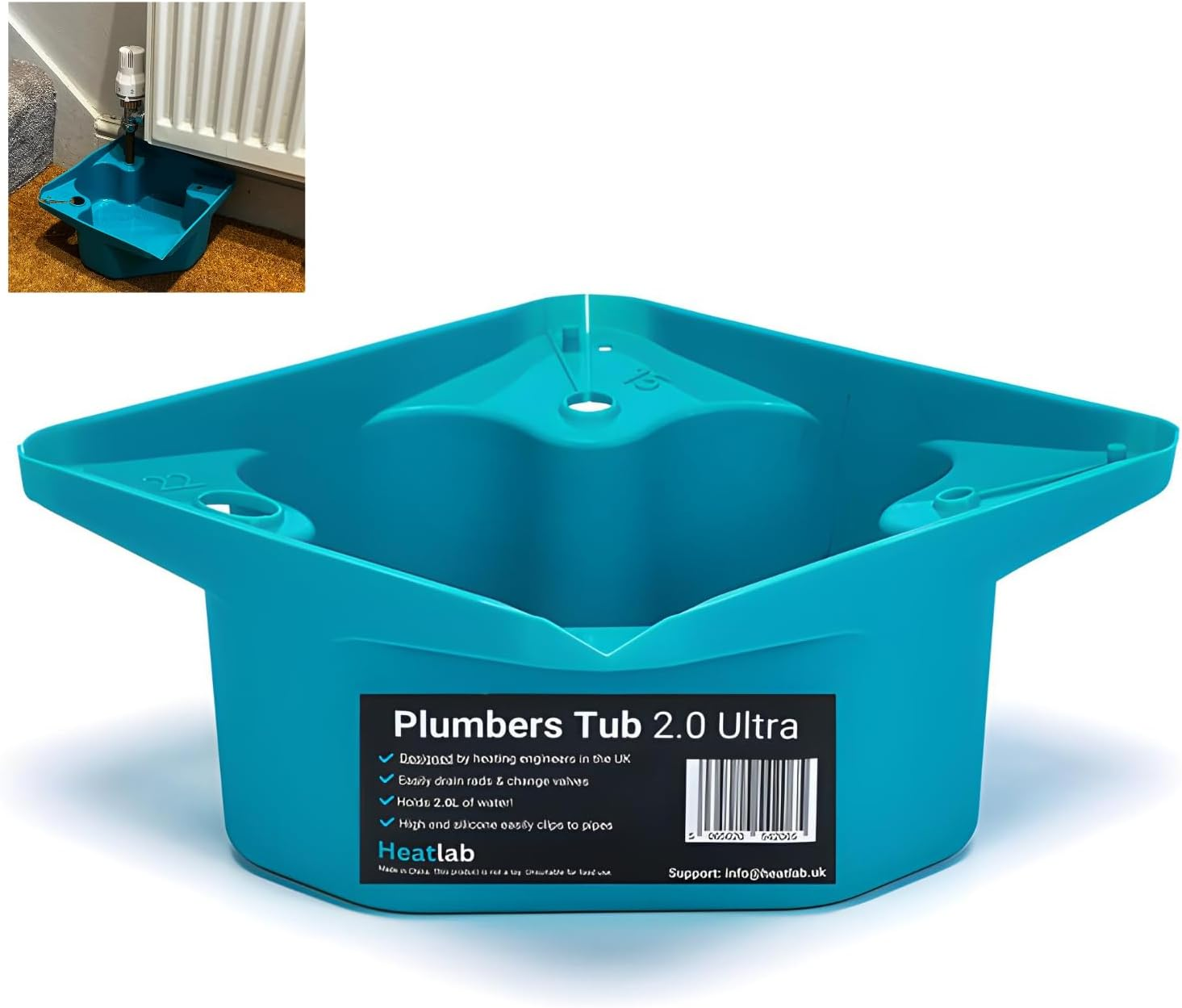 The Ultimate Plumb Tub 2.0 XL High Capacity Plumbers Tub - Essential Plumbing Tools for Radiator Draining & More. Designed & Patented by Heatlab UK We Create Innovative Plumbers Tools image number 1