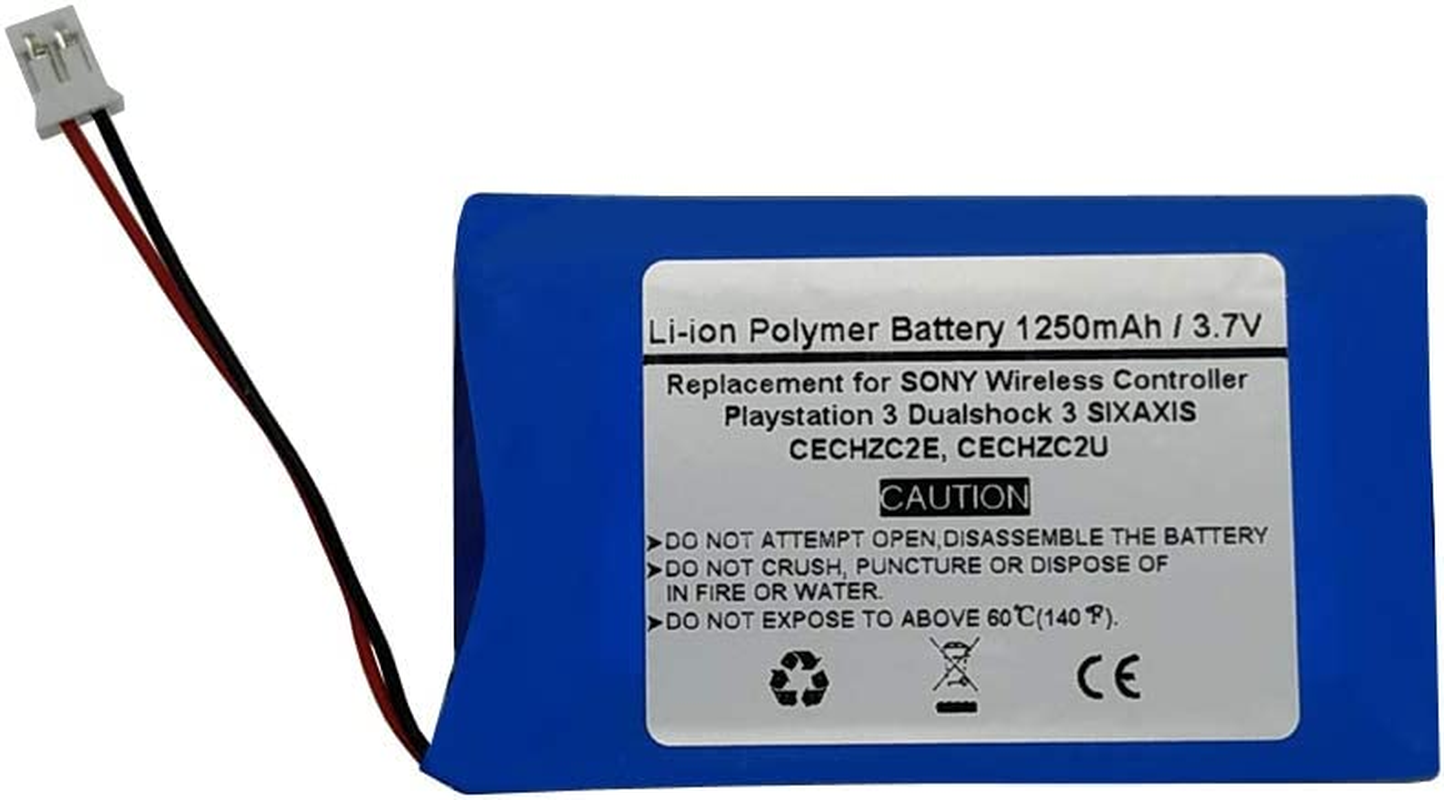 1250Mah 3.7V LIP1472 LIP1859 Replacement Battery for Son Y PS3 Playstation 3 Dualshock 3 SIXAXIS Wireless Controller, CECHZC2E, CECHZC2U image number 1