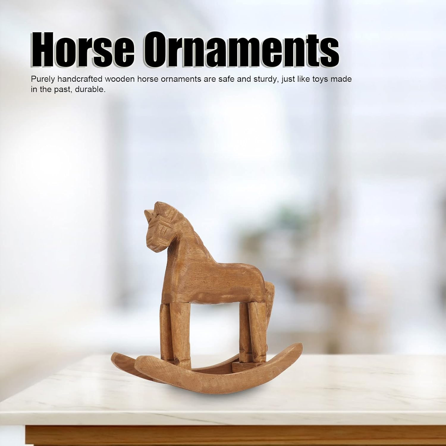 Sustvita Handmade Pine Wood Rocking Horse, a Wooden Decor Ornament for Bedside Table or Bookrack, Nice Birthday/Christmas Treat image number 5