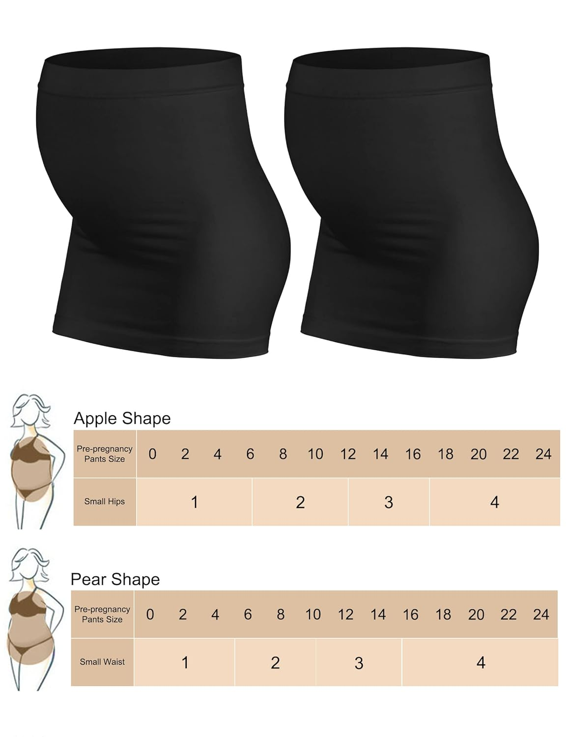Rheane plus Size Maternity Belly Band, Pregnancy Band for Pants Clothes (Black+Black XXL) image number 4