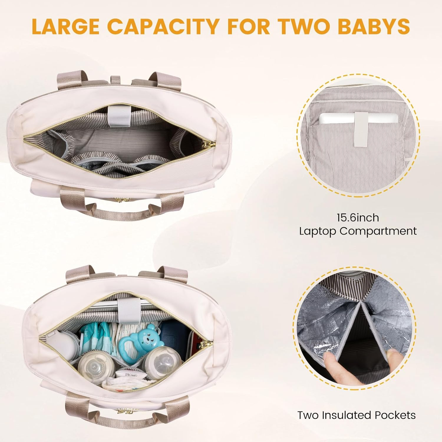 LOVEVOOK Diaper Bag Backpack,Diaper Bag Tote with Insulated Pockets,Baby Bag for Girl Boy with Changing Pad,Large Baby Diaper Bag with Pacifier Case,15.6 Inch Anti-Theft Laptop Backpack for Women