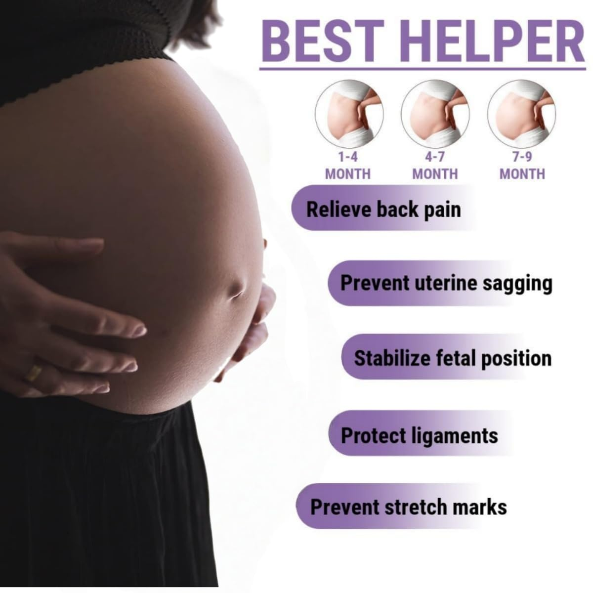 Maternity Belly Band Support, Breathable & Lightweight Abdominal Support with Back Brace, 3-In-1 Pregnancy Belly Belt for Mid to Late Term, Stylish & Durable Pregnancy Pressure Relief Band