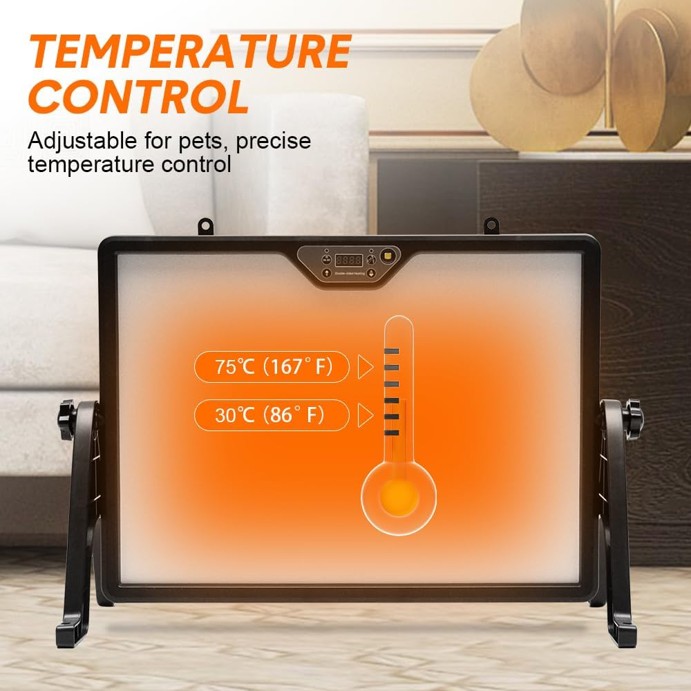 ALSTON Chick Warmer Pet Warmer 220V Dual-Sided Electric Remote Hangable Heating Plate Angle and Temperature Adjustable Chicken Brooder for Poultry Heating image number 5