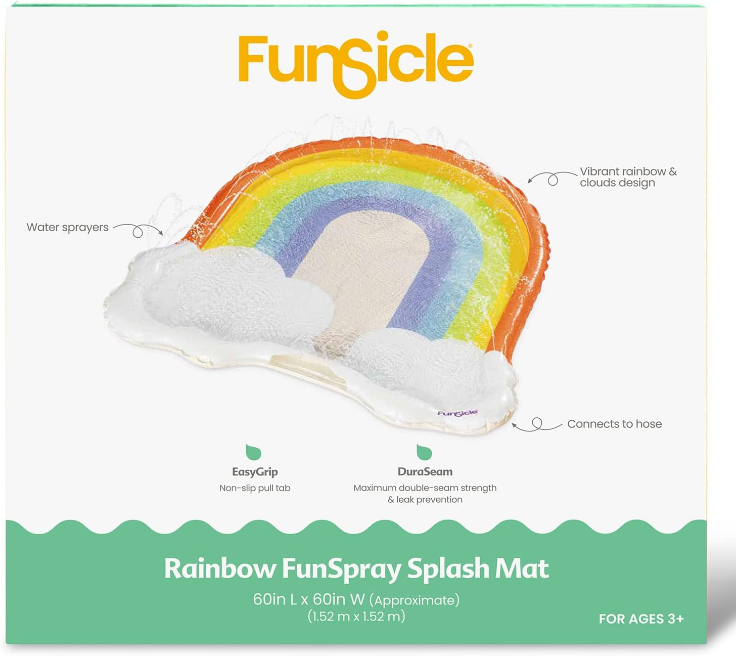 Funsicle 5 Ft Rainbow Funspray Kids Splash Mat with Sprayers for Above-Ground Pool image number 1