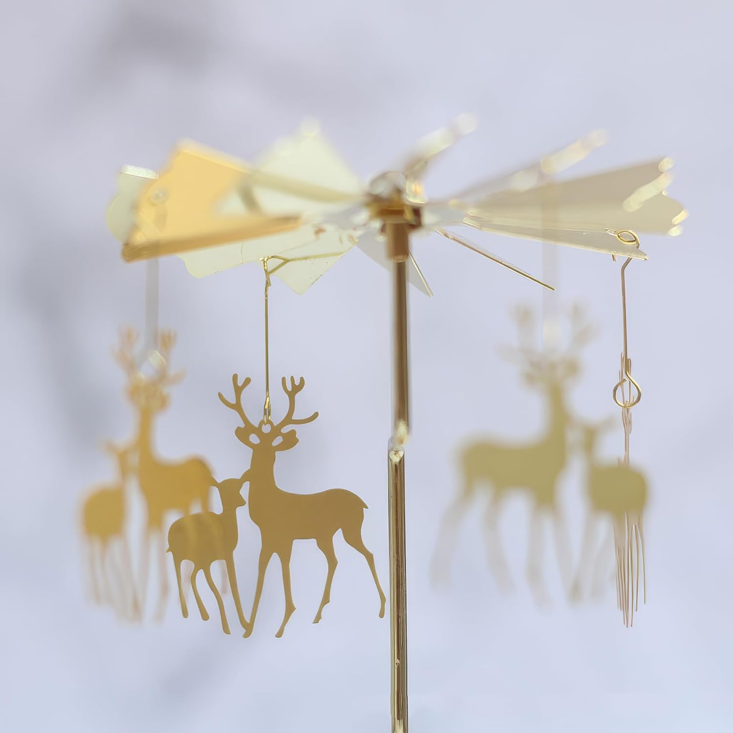 Gold Rotating Candle Holder, Spinning Fairy Carousel for Tealights, Decorative Centerpiece with Jewelry Tray (Fairy) - Fairy image number 2