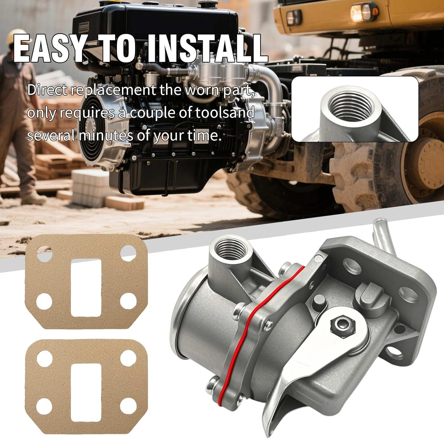 25061567 Fuel Lift Pump, Replacement for Perkins Engine 1000 Series 1004-4 1004-40 1004-4T 1004-40T, Replaces BCD2567 ULPK0001 25061557 2641A066 2641728