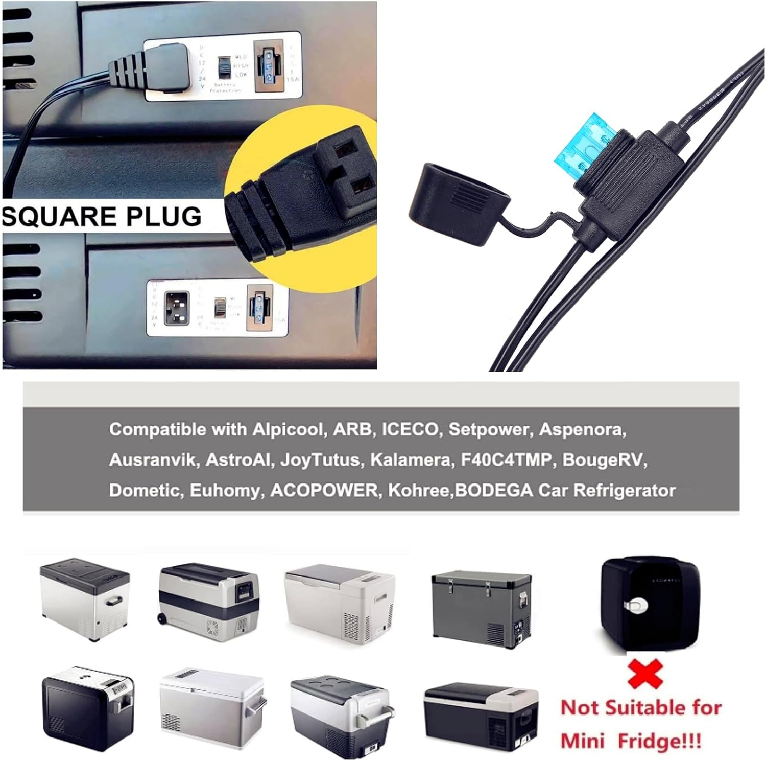 KUGONTC 16AGW 3M Power Cable Cord Lead with 50A Anderson-Plug Compatible with Waeco & Kings Fridge Refrigerator 12V Fridge Freezers RV Refrigerator Portable Refrigerator/Freezer Compressor image number 2