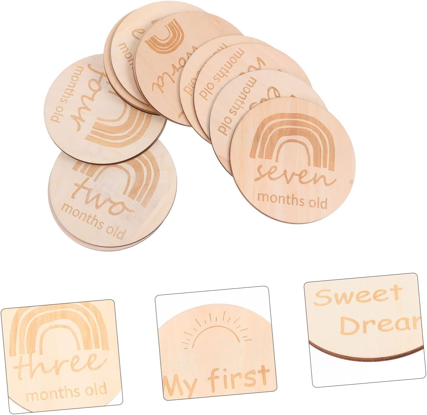 13Pcs Creative Baby Birth Month Milestone Cards for Infants, Double-Sided Rainbow Growth Record Keepsake Set, Monthly Commemorate Cards for Baby Shower and Newborn Memory image number 1