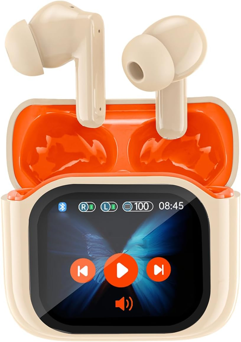 Xmenha ZXY-JM19 Orange Wireless Active Noise Cancelling in Ear Earbuds with Touch Control Bluetooth Headphones image number 6