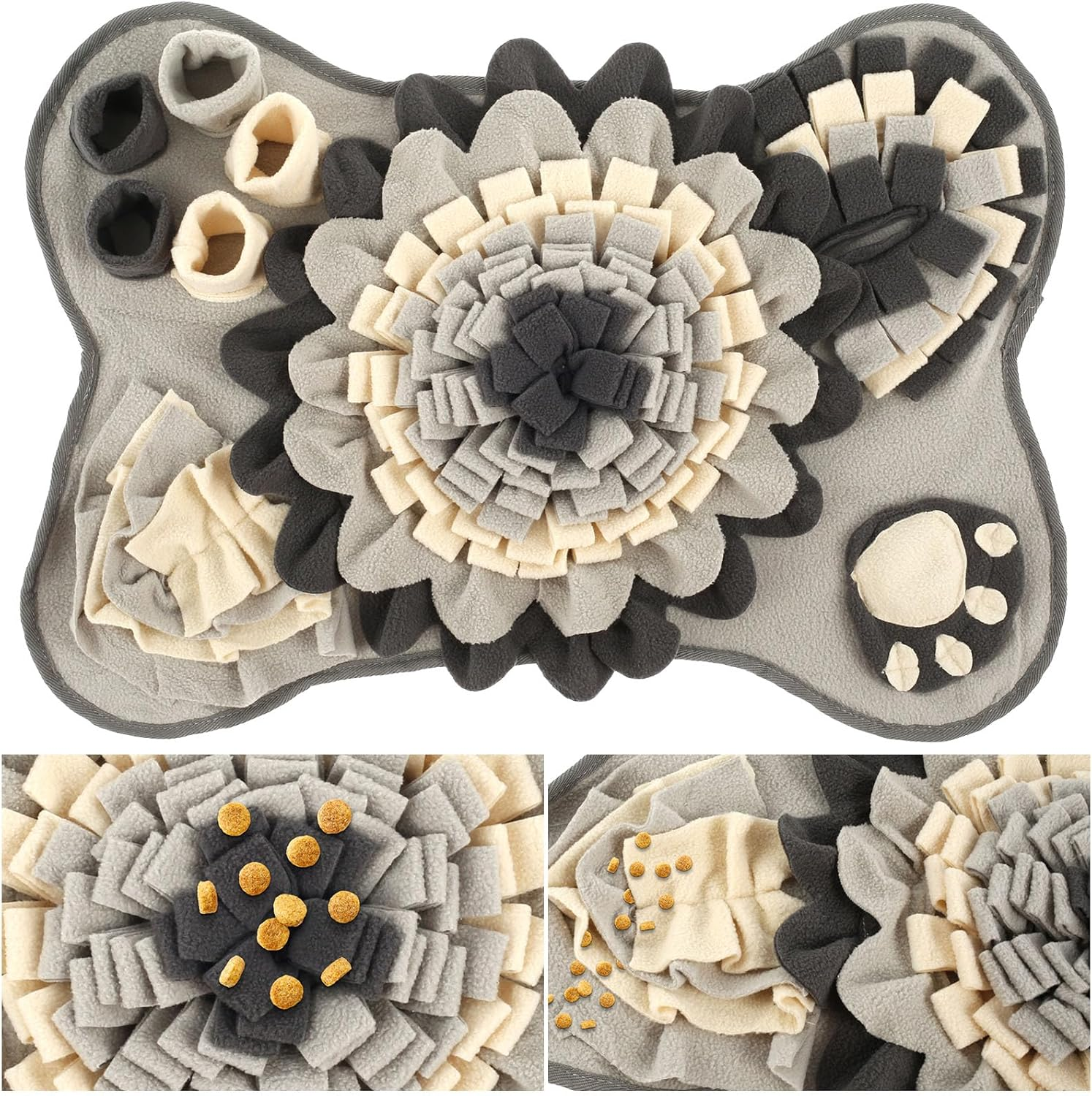 DJAPWPX Dog Snuffle Mat Funny Dogs Sniff Pad Soft Polyester Dog Treat Dispenser Mat anti Slip Dog Feeding Mat Washable Sniff Feeding Mat for Puppies Small and Medium Dogs (Yellow, A)