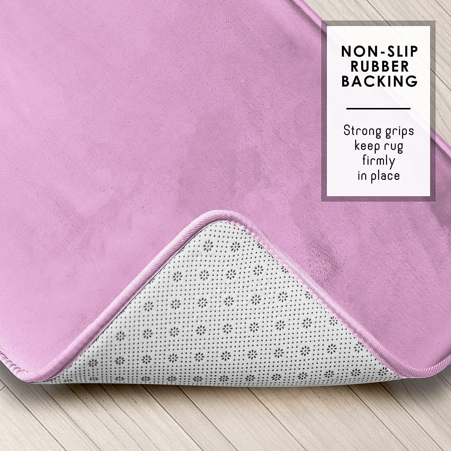 Clara Clark 3 Piece Bathroom Rugs Bath Mat Set, Velvet Memory Foam Bath Mats for Bathroom - Non-Slip, PVC Backing Bath Rugs, Washable - Dries Quickly, Lavender