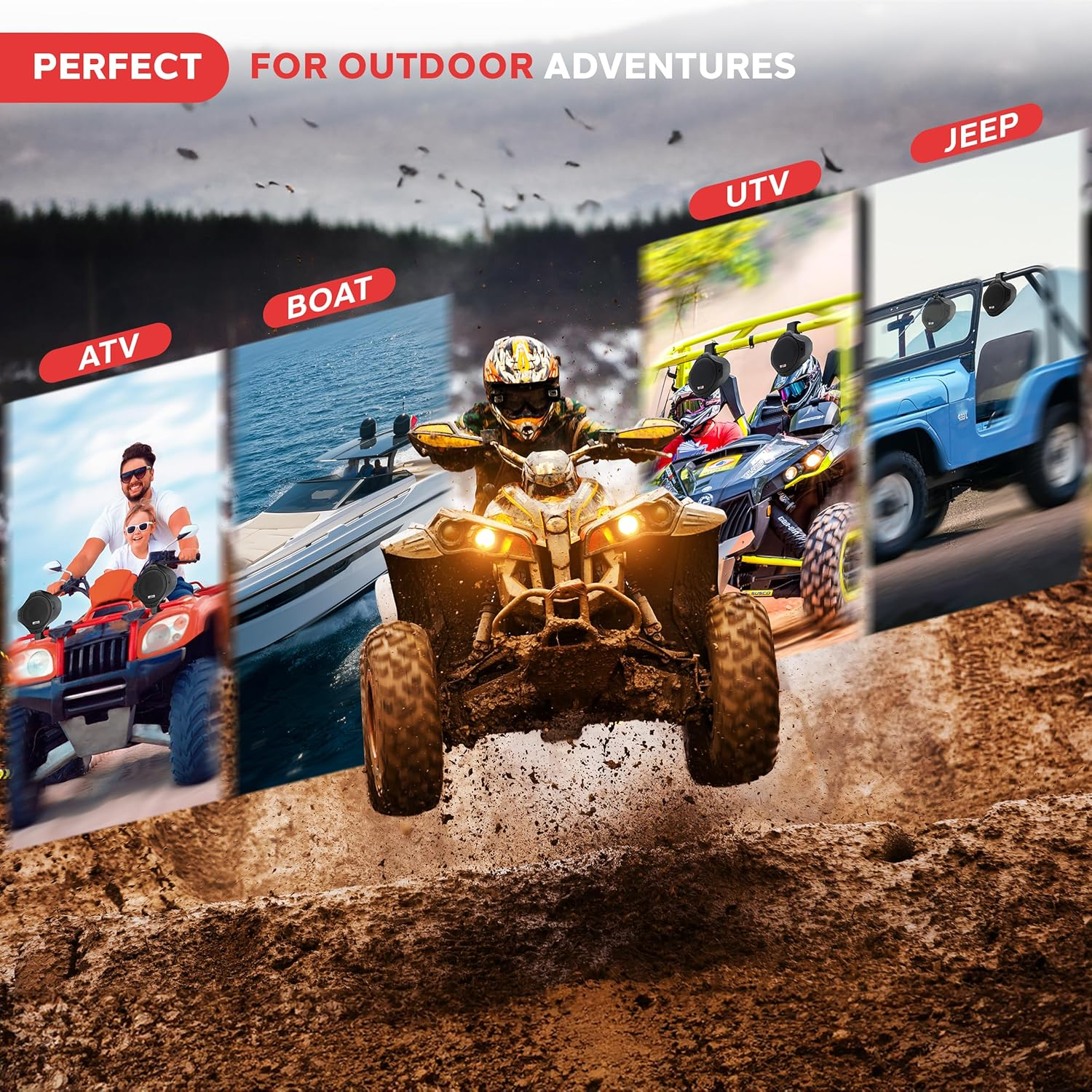 Pyle 6.5 Inch Dual Marine Speakers-2 Way IP44 Waterproof, Weather Resistant Outdoor Audio Stereo Sound System with 200 Watt Power and Poly Mica Cone and Butyl Rubber Surround-1 Pair - PLMRB85 (Black) image number 2