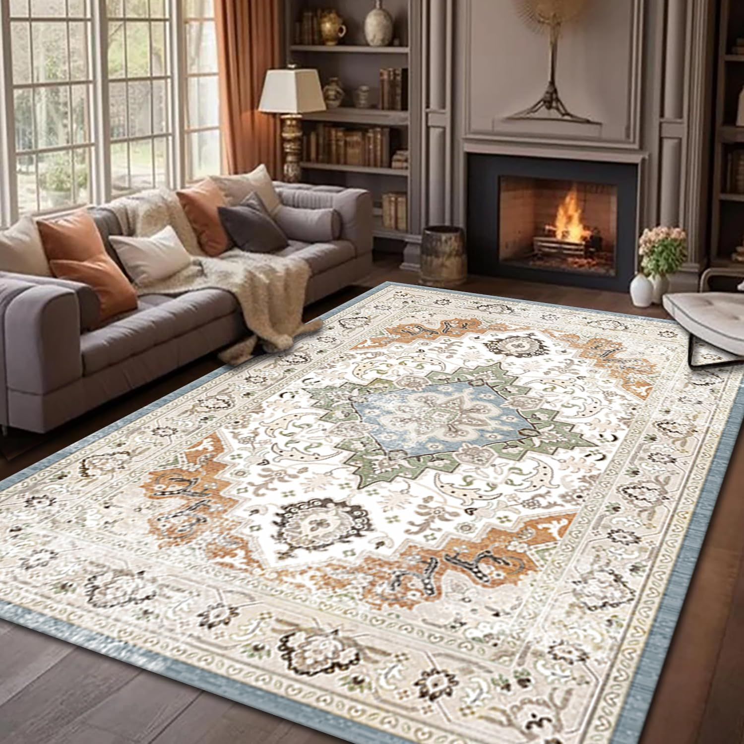 Forubar Boho Area Rugs for Living Room, Washable Persian Rug, Non-Slip Vintage Carpet for Bedroom, Indoor Floor Mat Modern Soft Abstract Rugs (Sytle 3, 200 X 300 Cm)